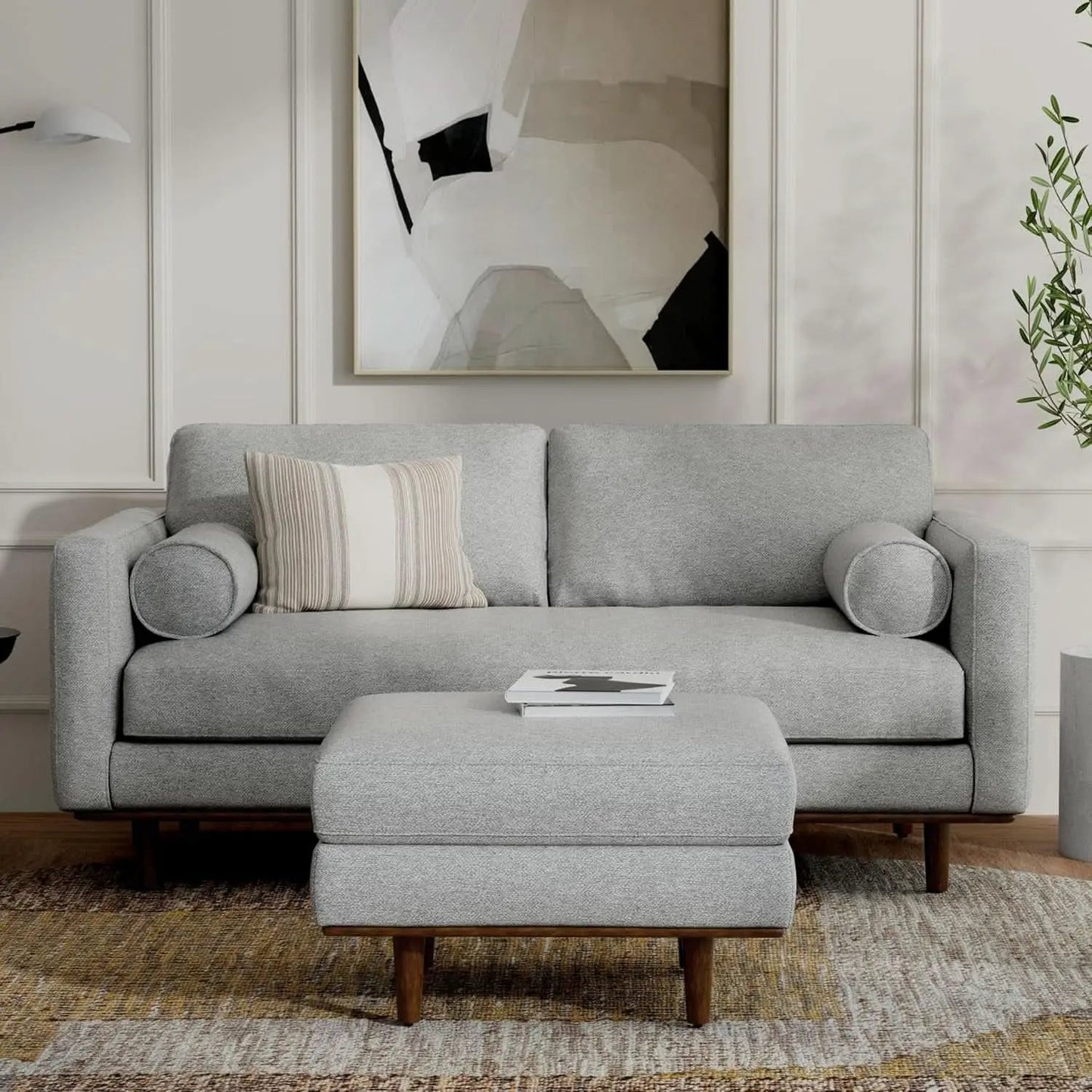 Morrison 72 Inch Mid Century Modern Sofa Set Mist Grey from PriceLows™