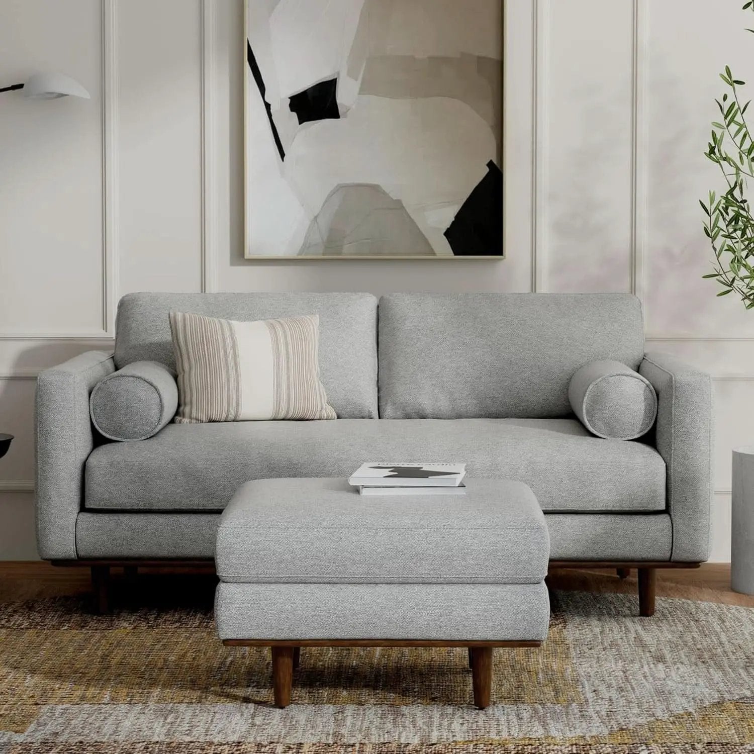 Morrison 72 Inch Mid Century Modern Sofa Set Mist Grey from PriceLows™