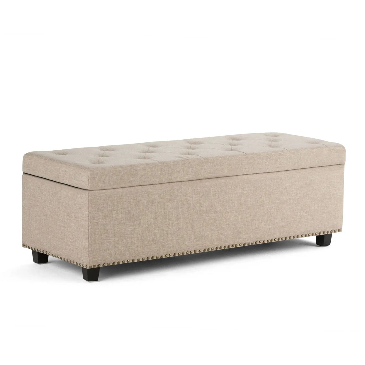 Hamilton Upholstered Storage Ottoman | Child Safety Hinge | Large Interior Storage | 47.6 Inch Length