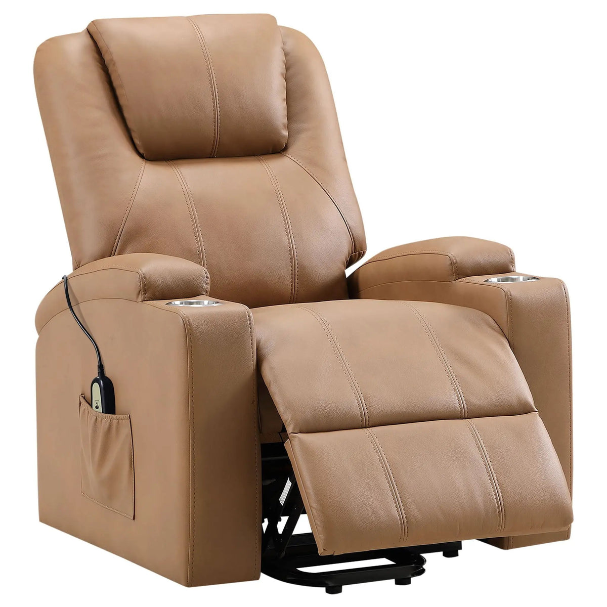 Macklin Power Lift Massage Recliner | Heat And Massage | Dual Cupholders | Smooth Upholstery