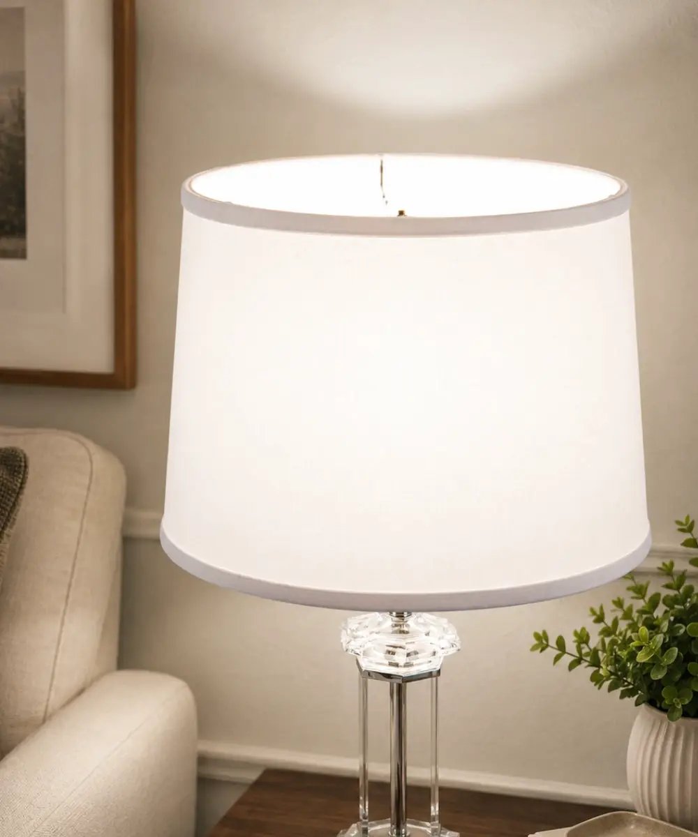 Linen Drum Lampshade | 14 Inch Wide | 10 Inch High | White