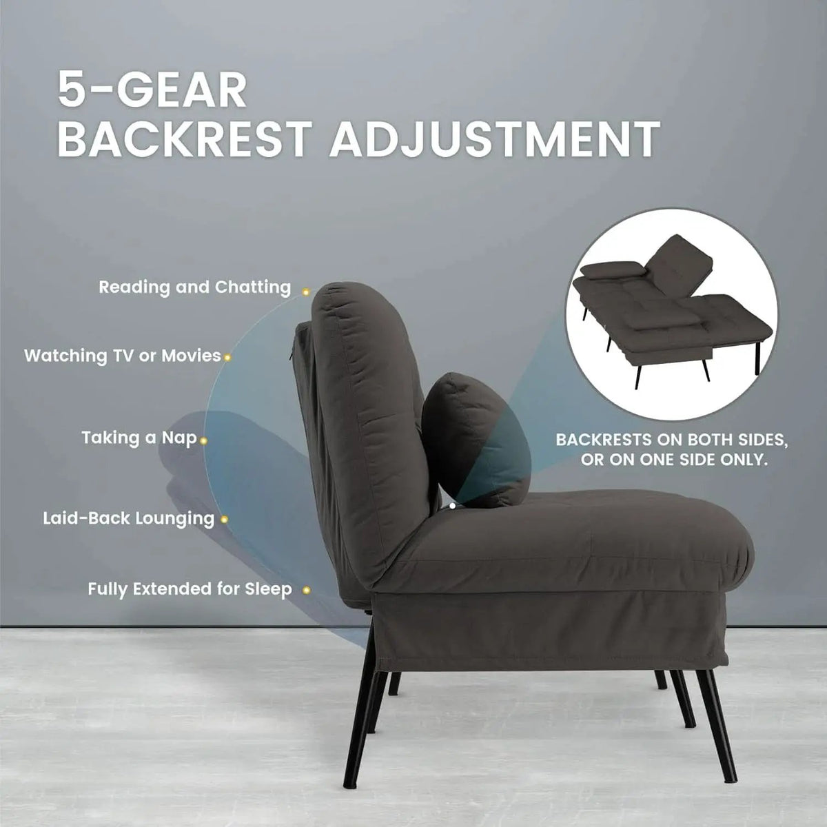 68 Inch Convertible Futon Sofa Bed With Adjustable Backrest from PriceLows™