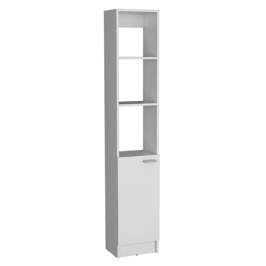 Linen Cabinet, 1 Door, 6 Shelves - | 10.43 x 13.03 x 70.87 in | Linen & Metal | White