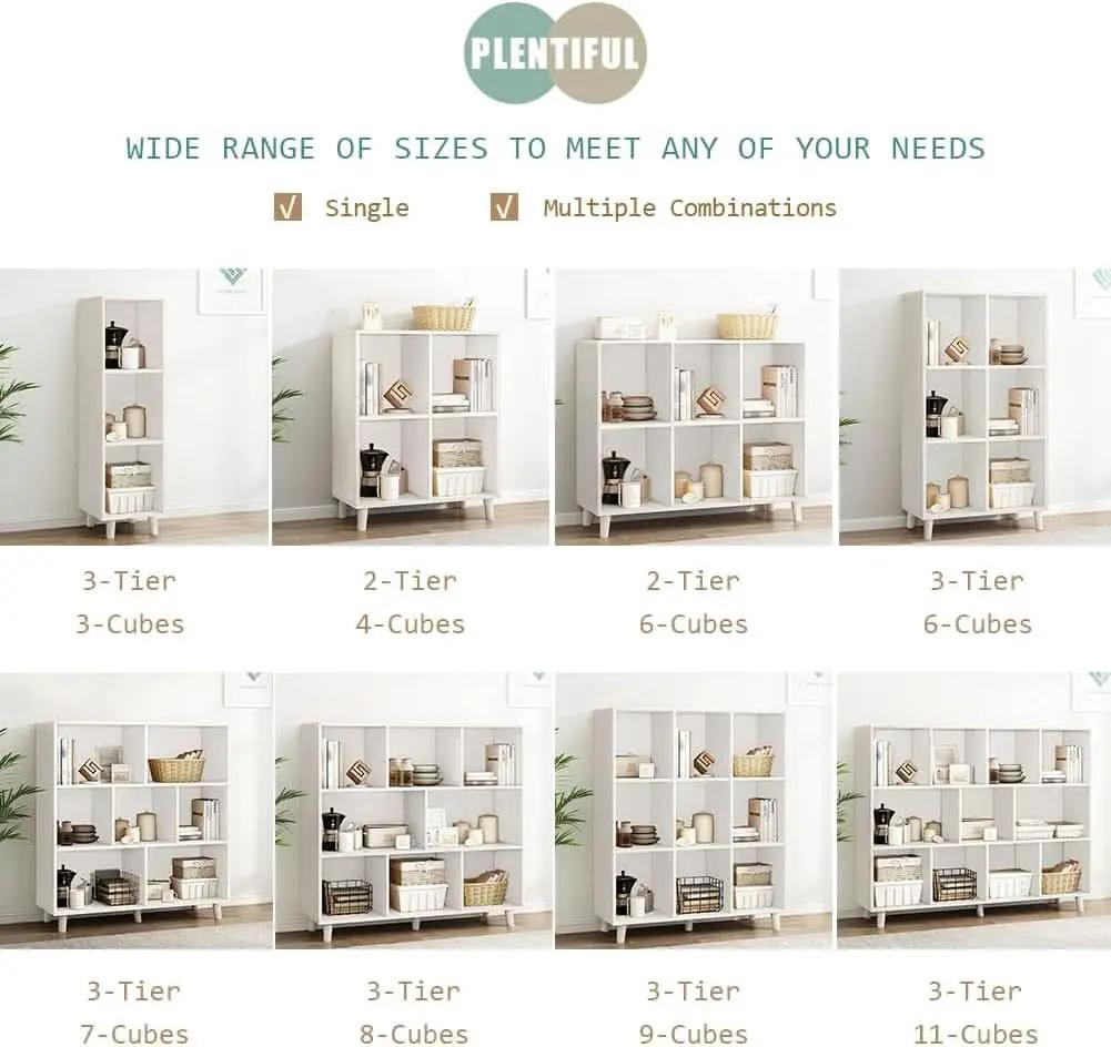 Open Cube Low Bookcase 3 Tier Freestanding White Bookshelf from PriceLows™