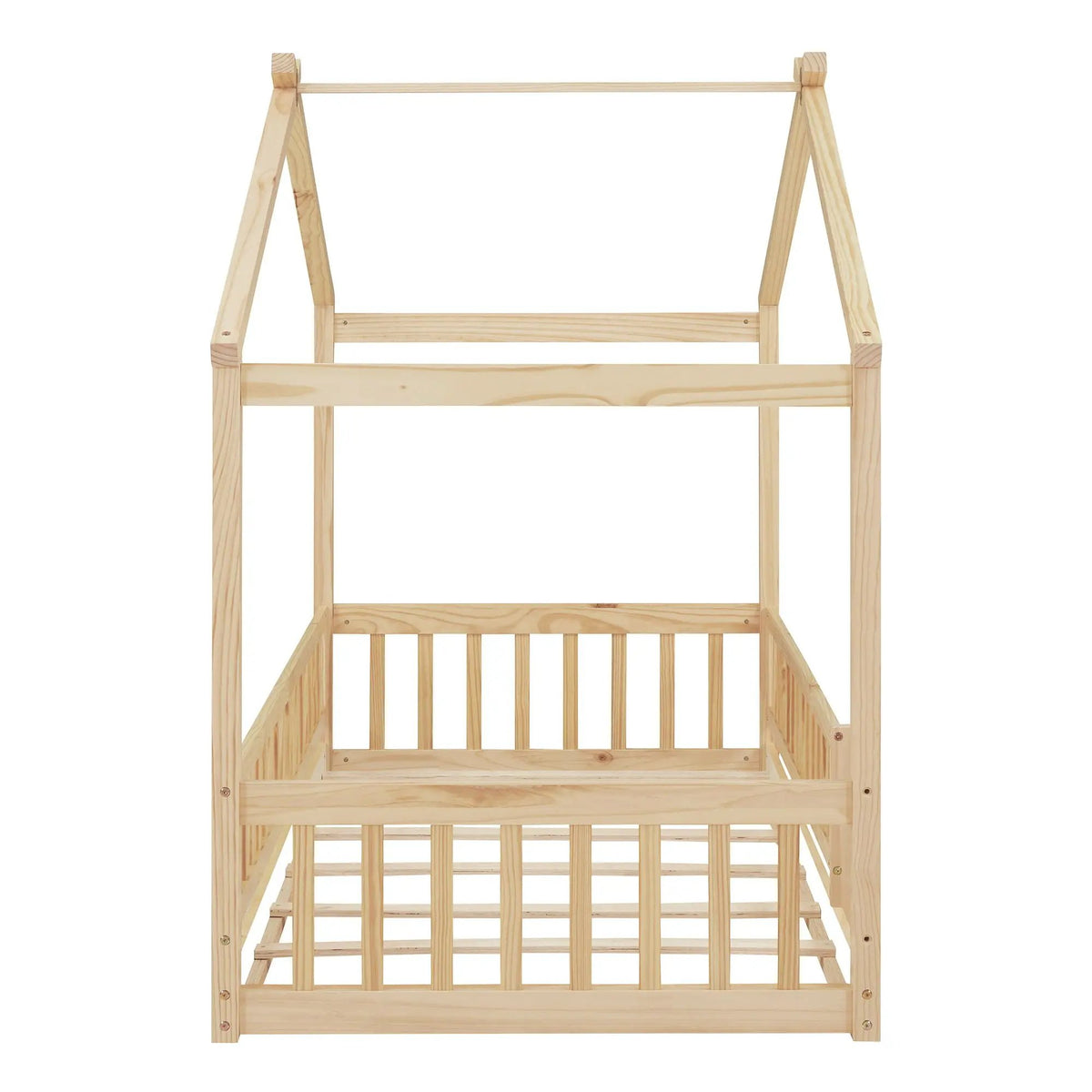 Kids Bed Frame | Playhouse Design | Roof And Fence | Toddler Size
