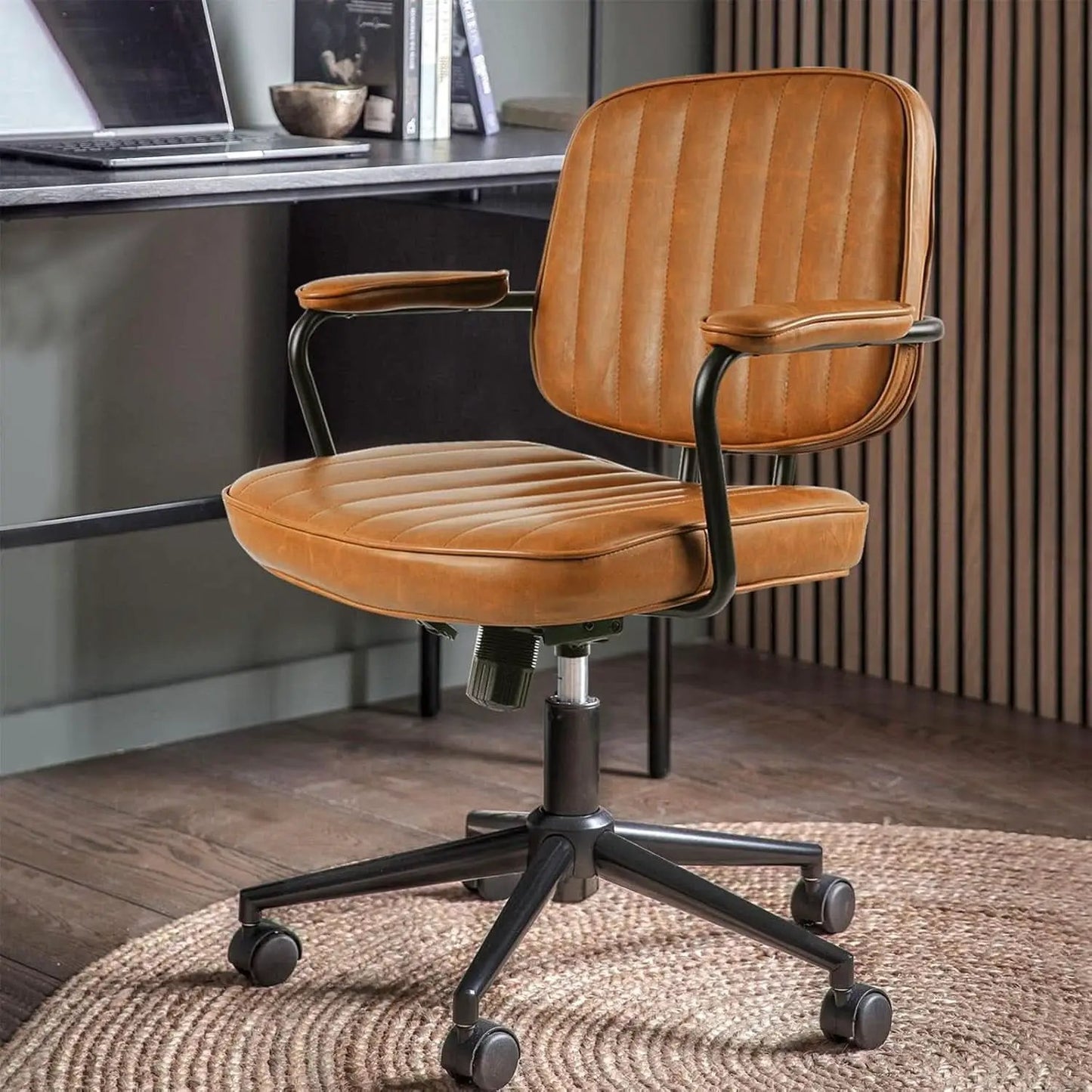 Brown Desk Chair With Wheels And Armrests Adjustable from PriceLows™