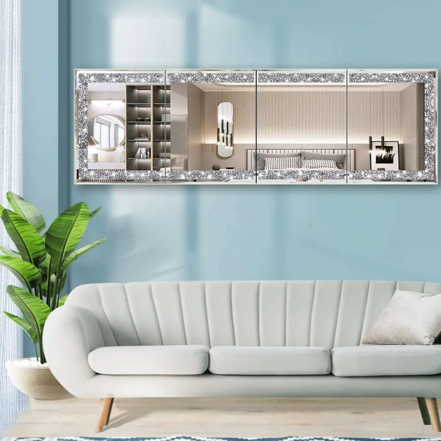 Full Length Mirror Tiles 4 Piece Frameless Wall Decor from PriceLows™