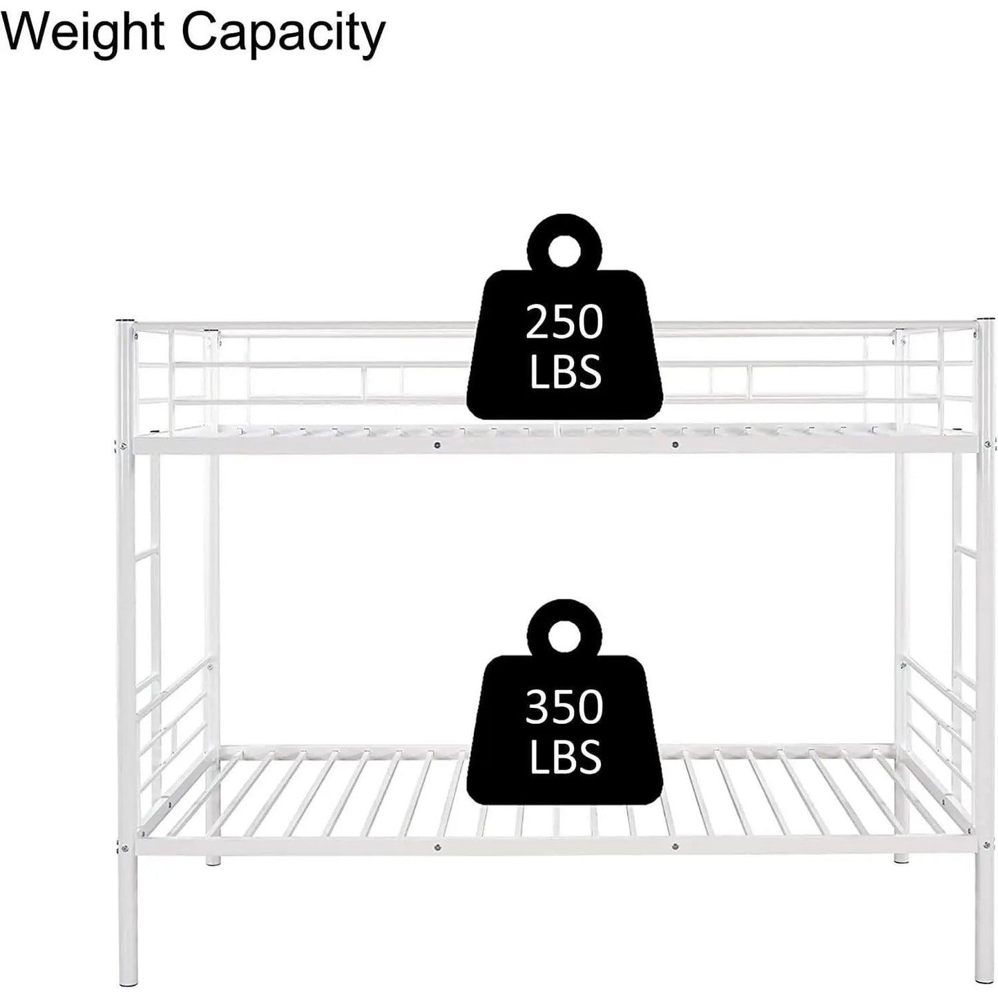 Twin Over Twin Metal Bunk Bed With 2 Ladders White from PriceLows™