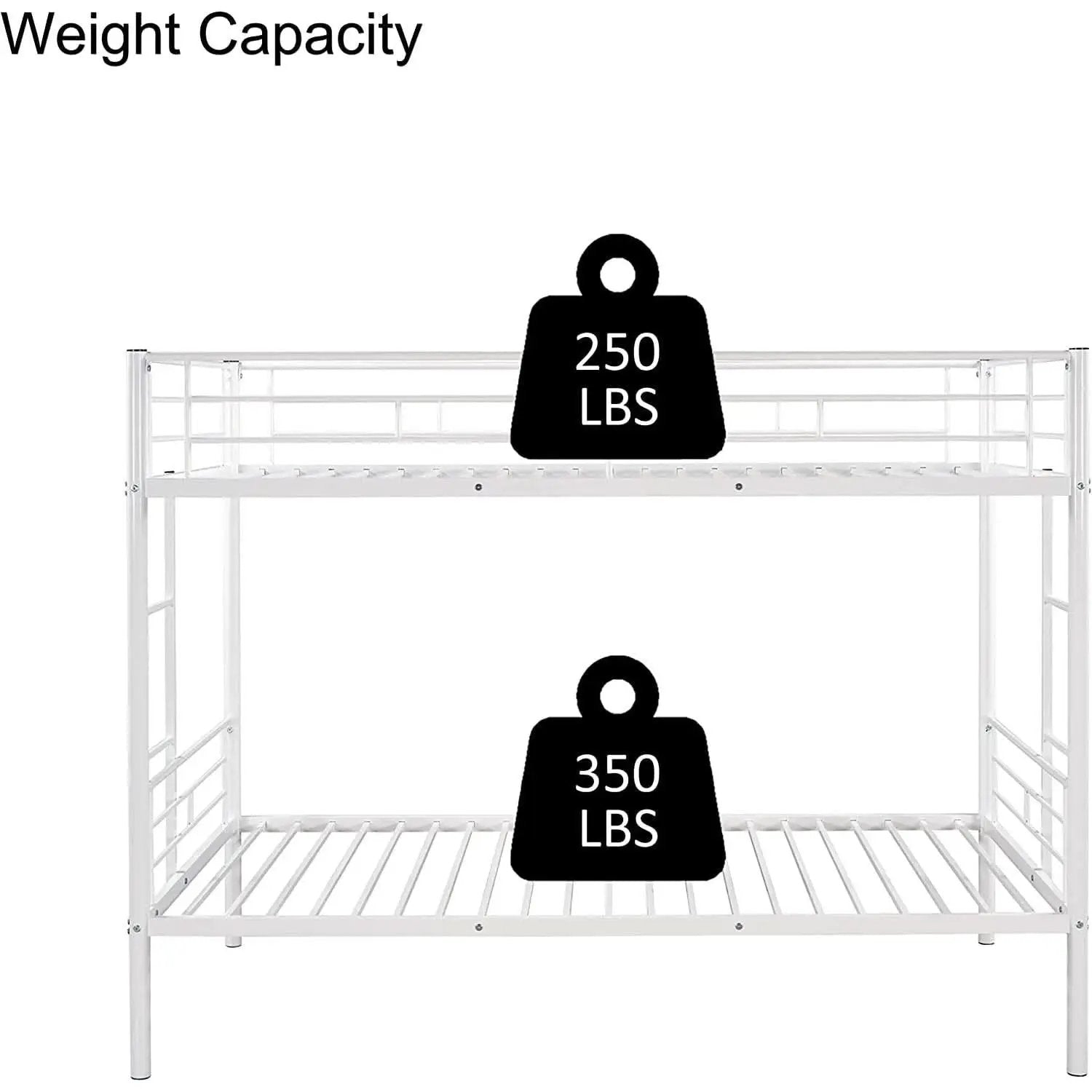 Twin Over Twin Metal Bunk Bed With 2 Ladders White from PriceLows™