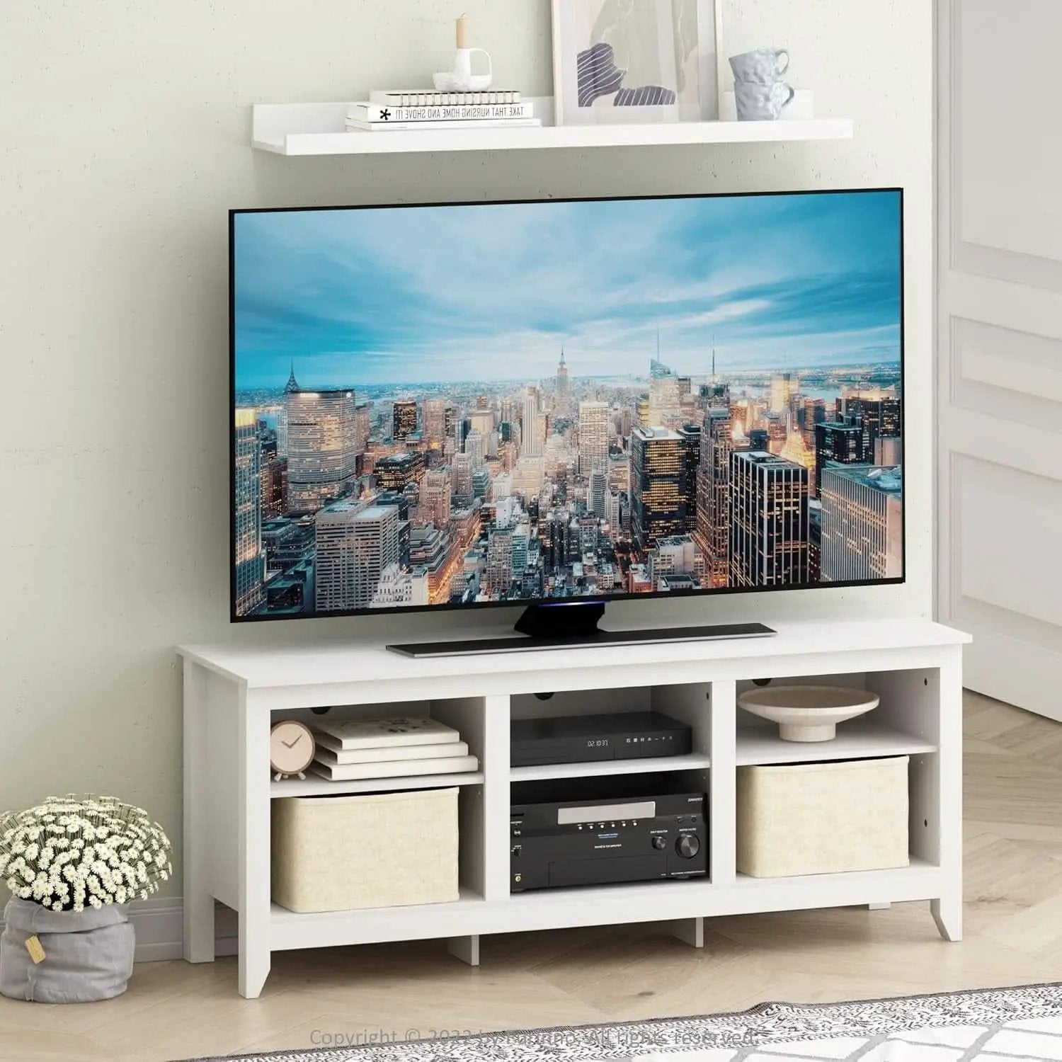 Jensen 65 Inch White Entertainment Center With TV Stand from PriceLows™