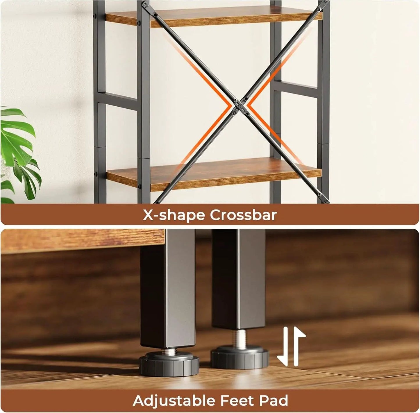 Rustic Brown Four Tier Bookshelf For Home Office Storage from PriceLows™