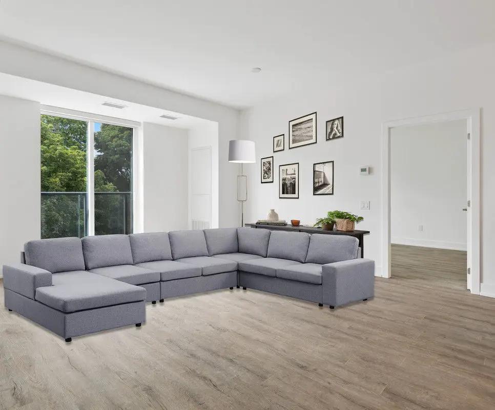 Hayden 7 Seat Reversible Modular Sectional | Sofa With Chaise | Solid Wood Frame | 146.5 Inch Width