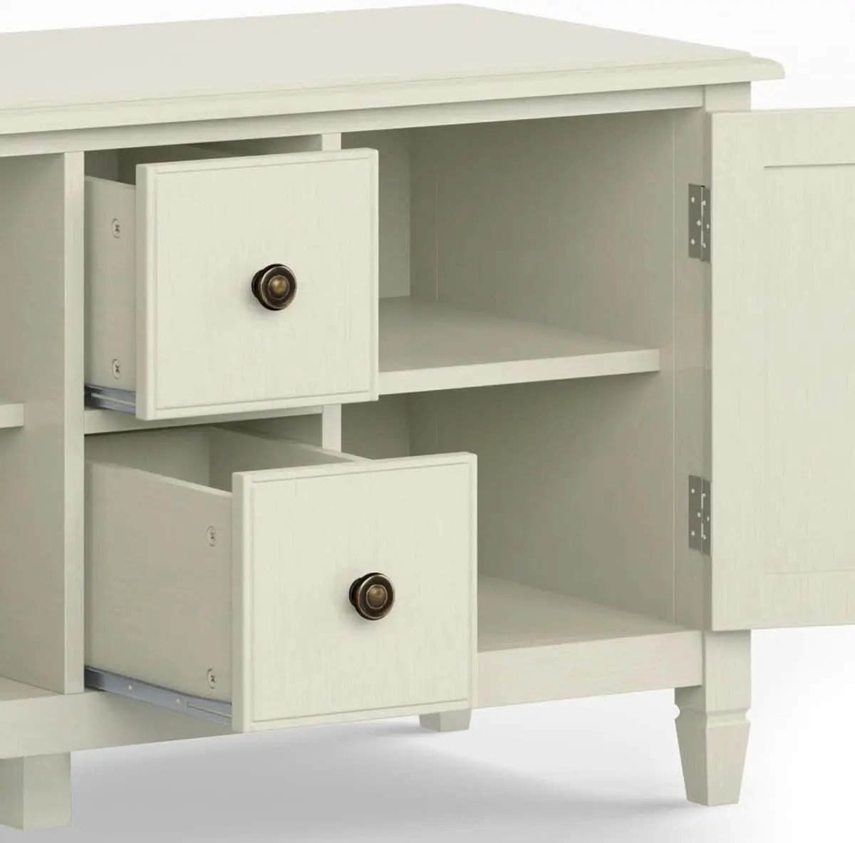 72 Inch Wide Solid Wood TV Stand Antique White With Storage from PriceLows™