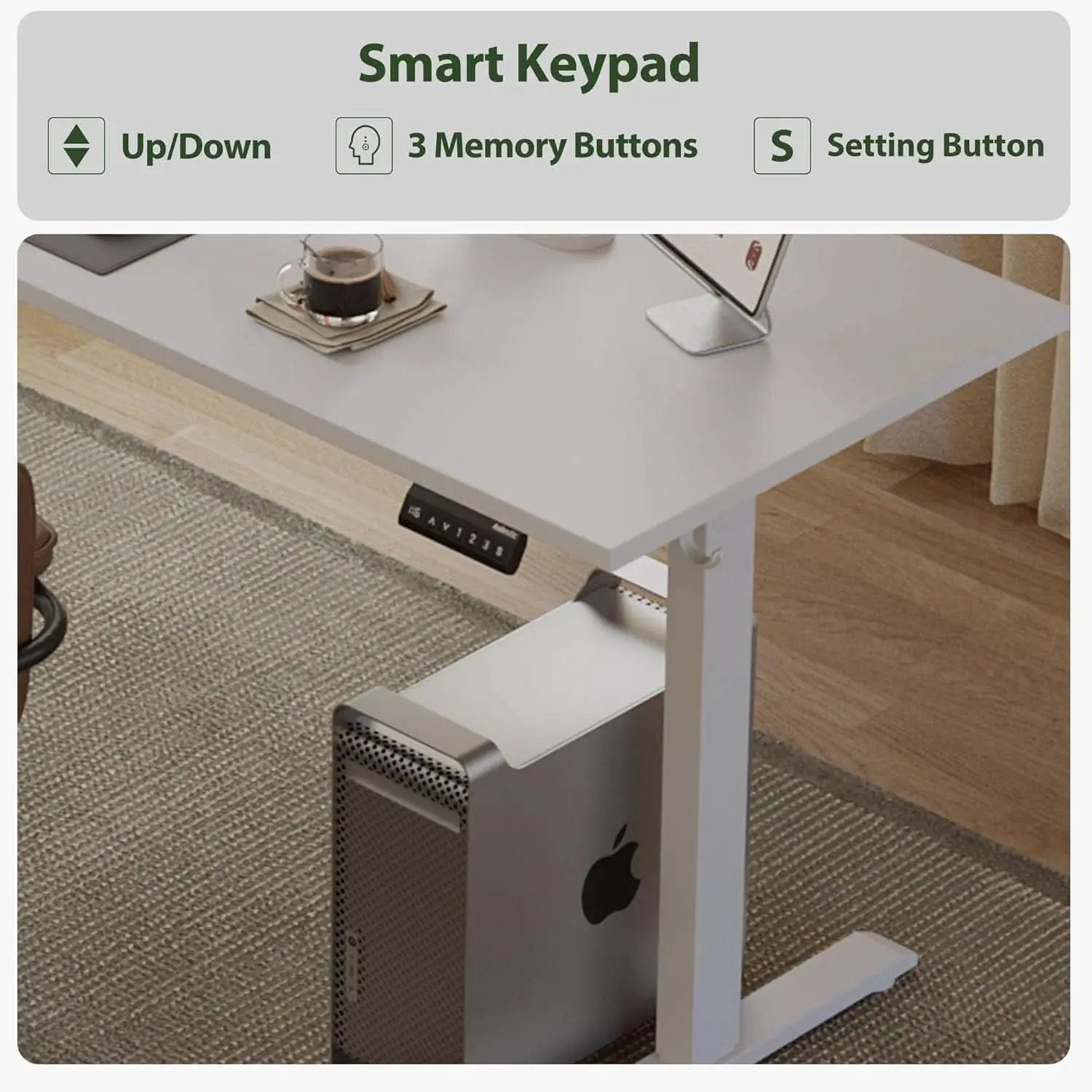 Electric L Shaped Standing Desk 63X55 White Sit Stand from PriceLows™