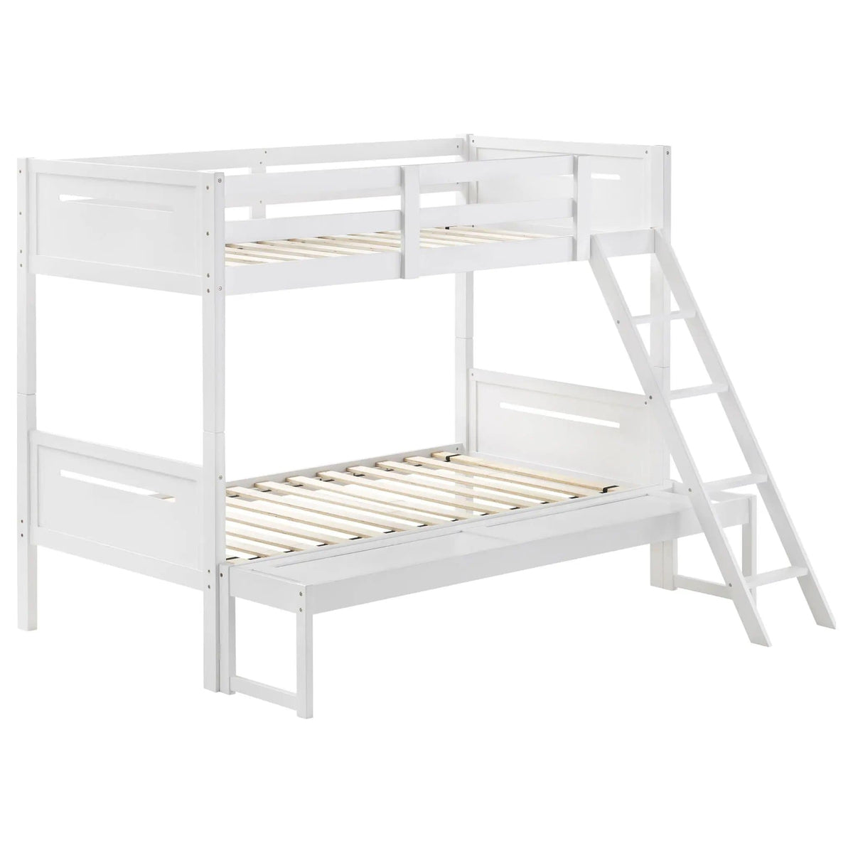 Littleton Wood Twin Over Full Bunk Bed | 79.25 x 57.75 x 64 in | Rubberwood & Engineered Wood | White