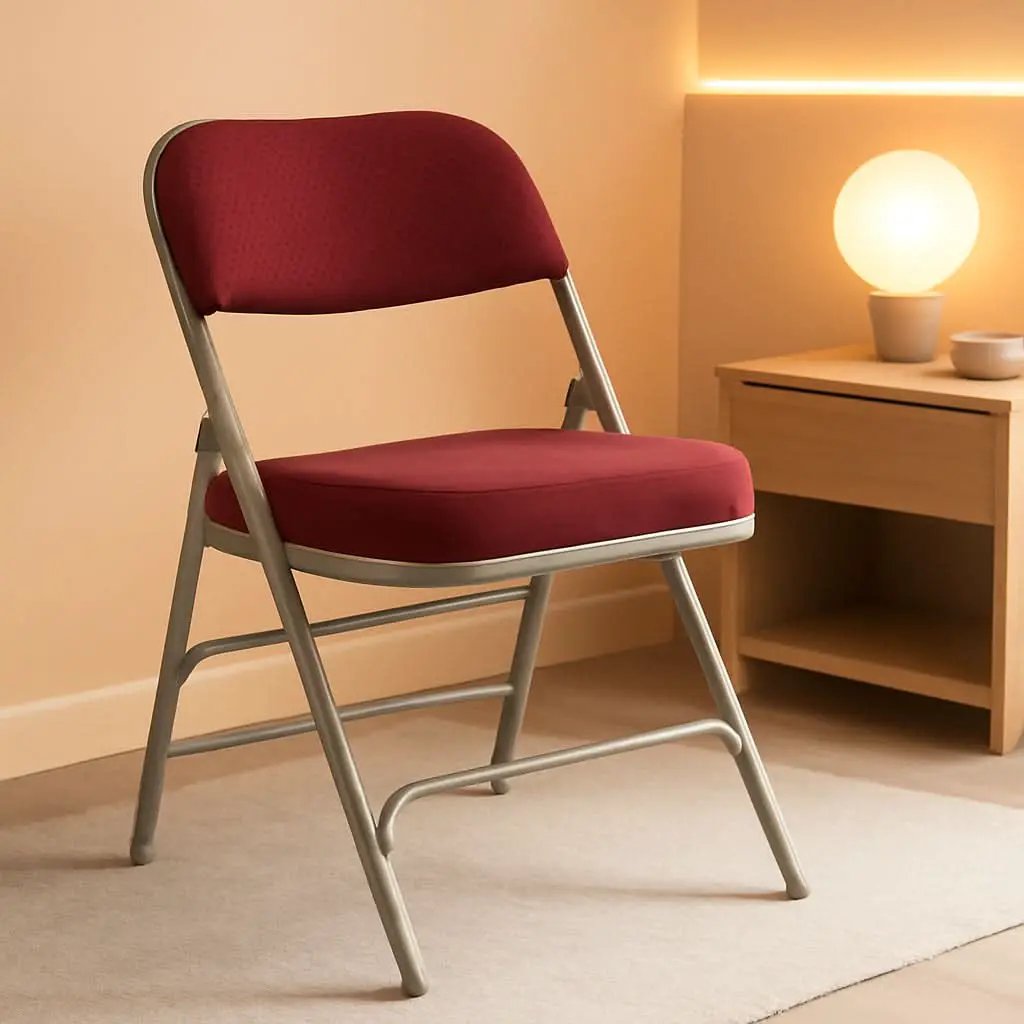 Hercules Folding Chairs Cushioned Burgundy Set of 2 from PriceLows™