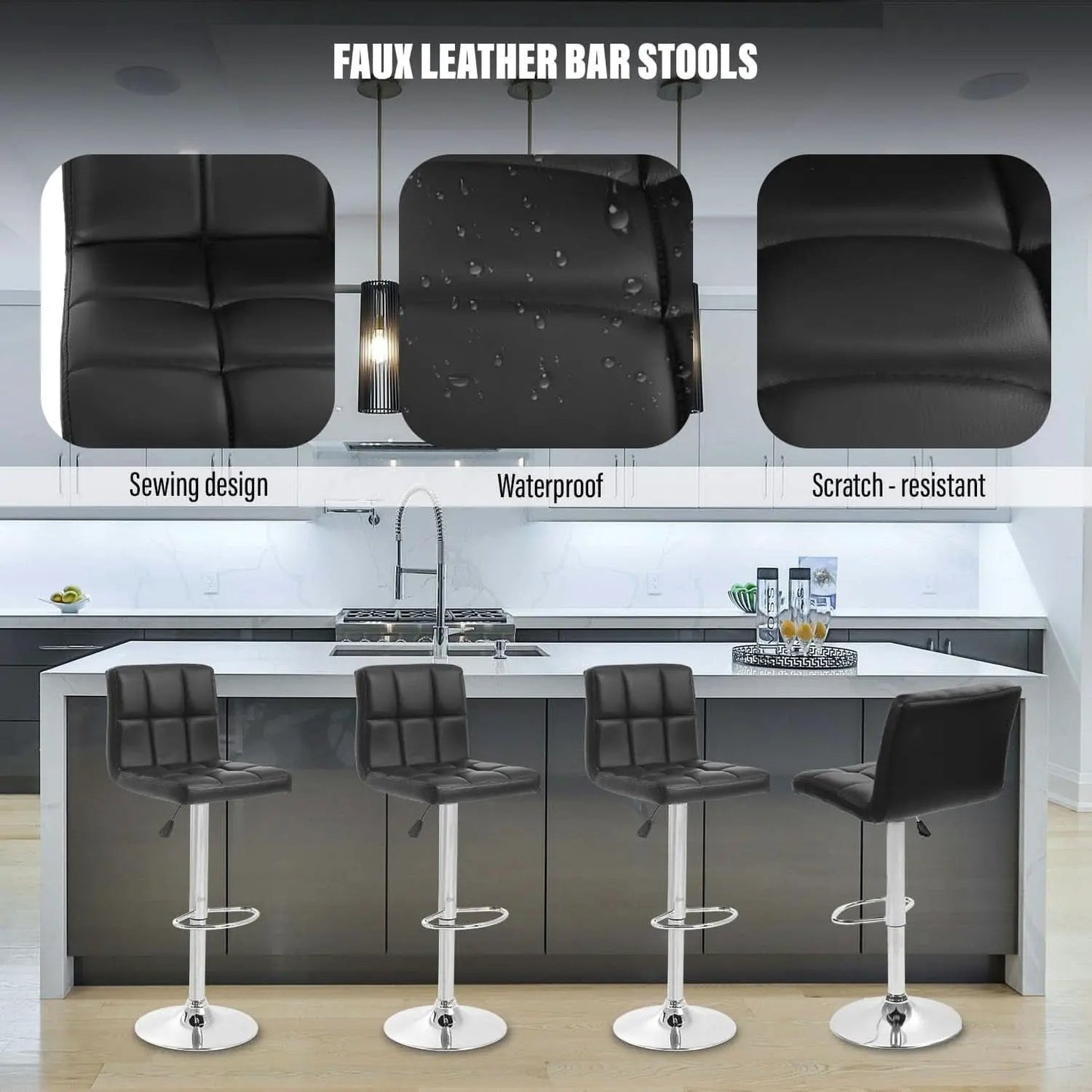 Counter Height Black Bar Stools Set Of 2 For Kitchen from PriceLows™