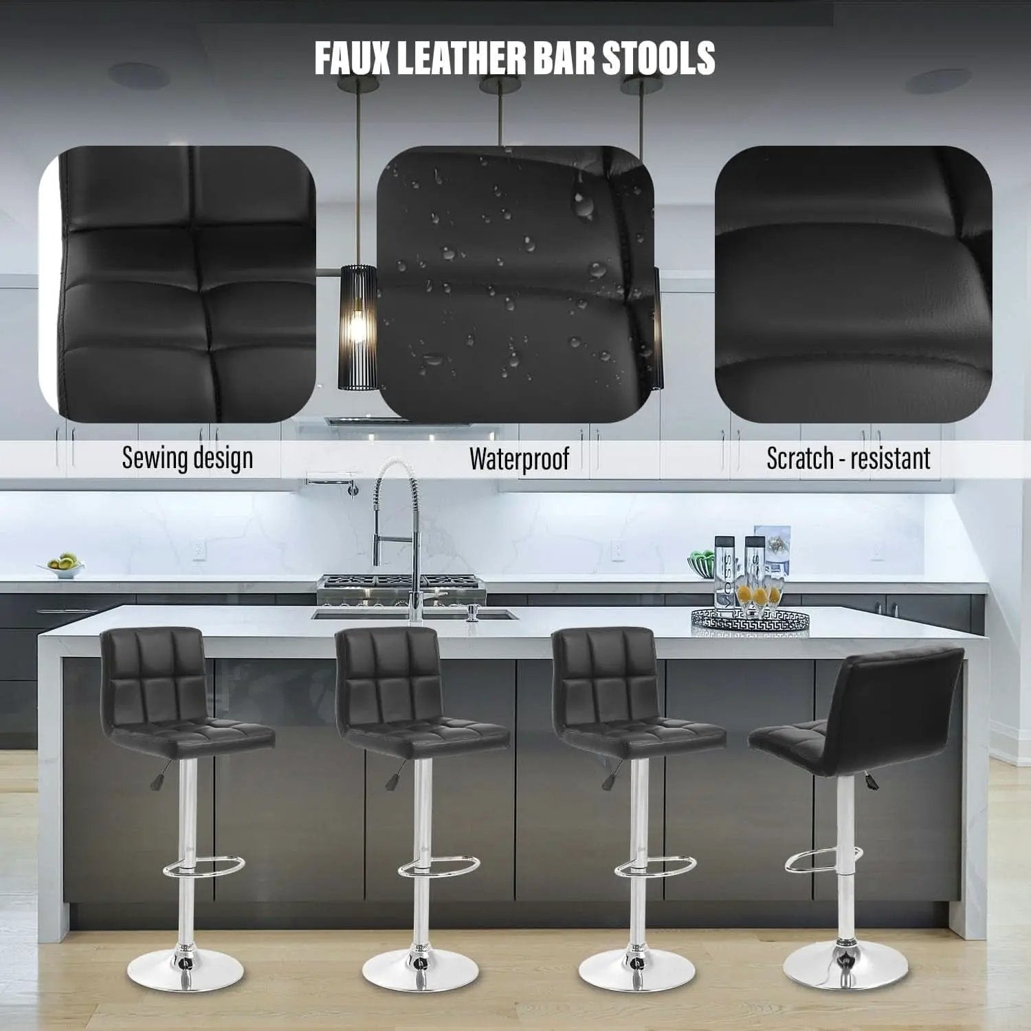 Counter Height Black Bar Stools Set Of 2 For Kitchen from PriceLows™