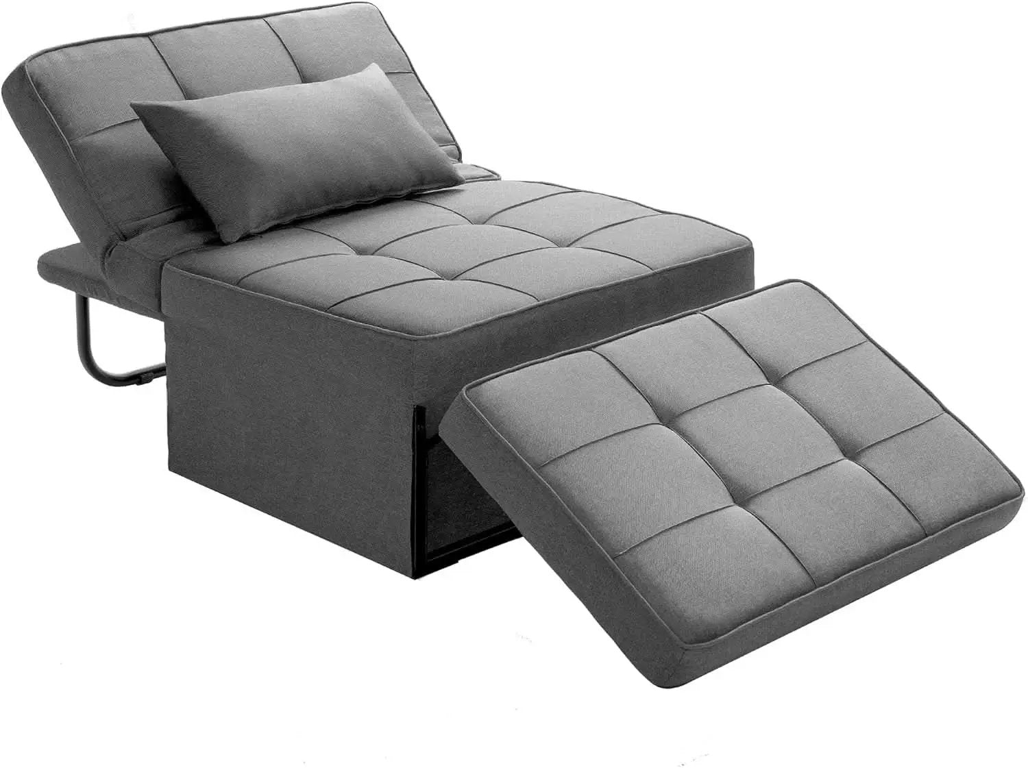 Light Grey Contemporary Convertible Sofa Bed Ottoman from PriceLows™