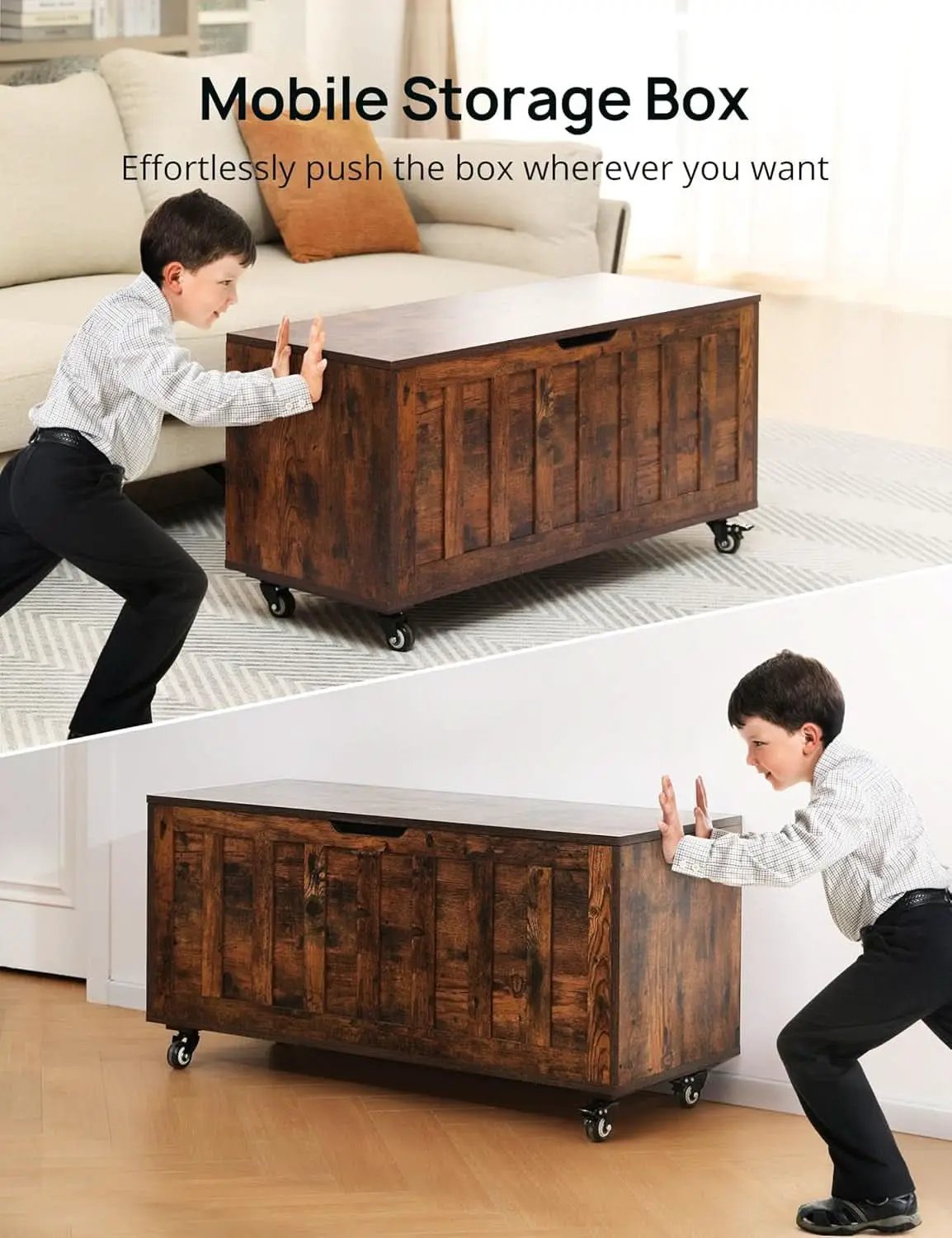 39 Inch Rustic Brown IndustrialGrade SolidStorage Chest from PriceLows™