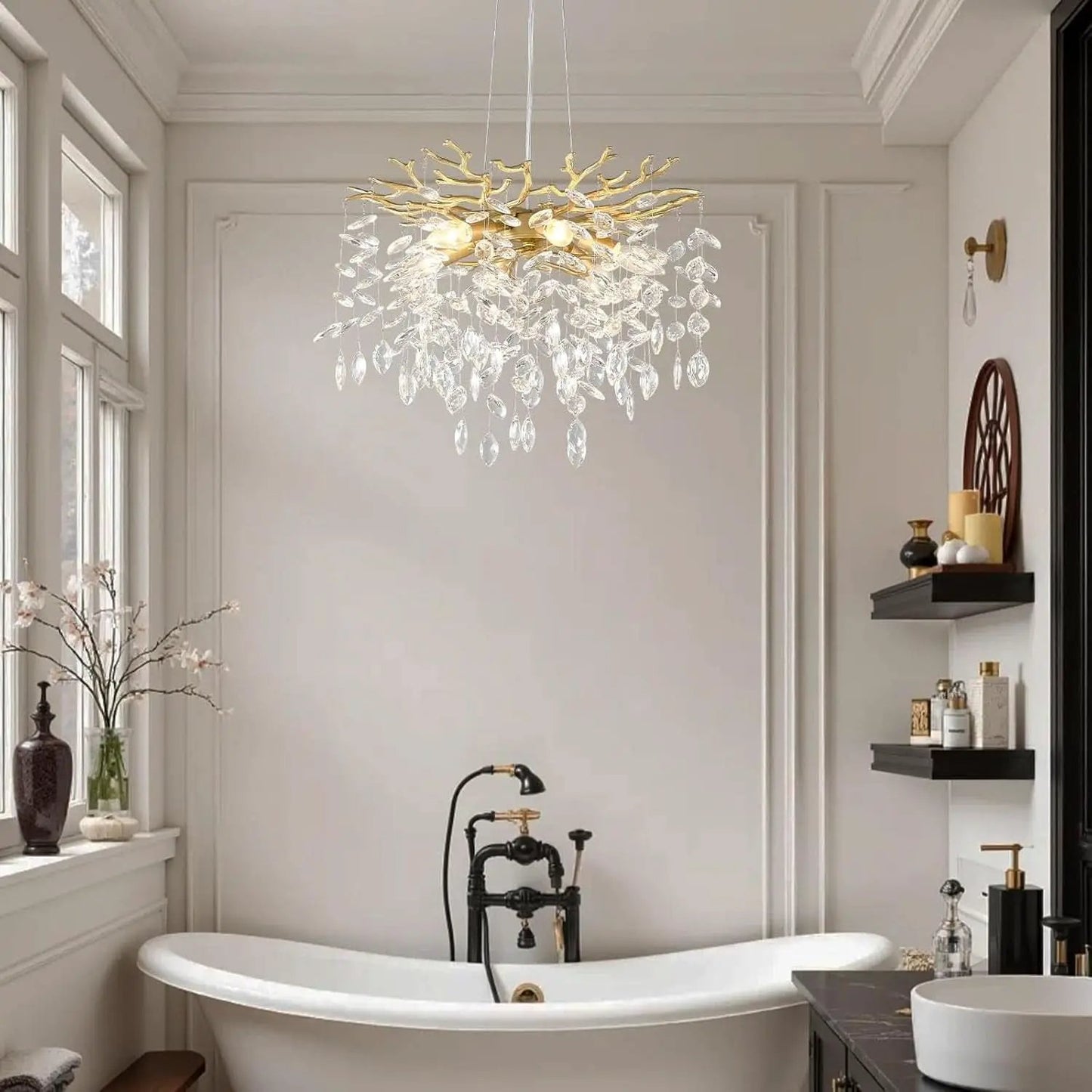 Gold Crystal Tree Branch Chandelier 18 Inch K9 Crystals from PriceLows™