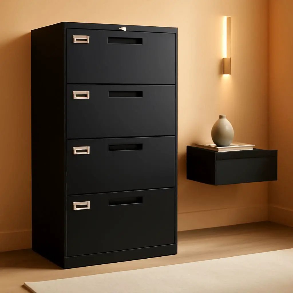 4 Drawer Metal Lateral File Cabinet With Lock For Office from PriceLows™