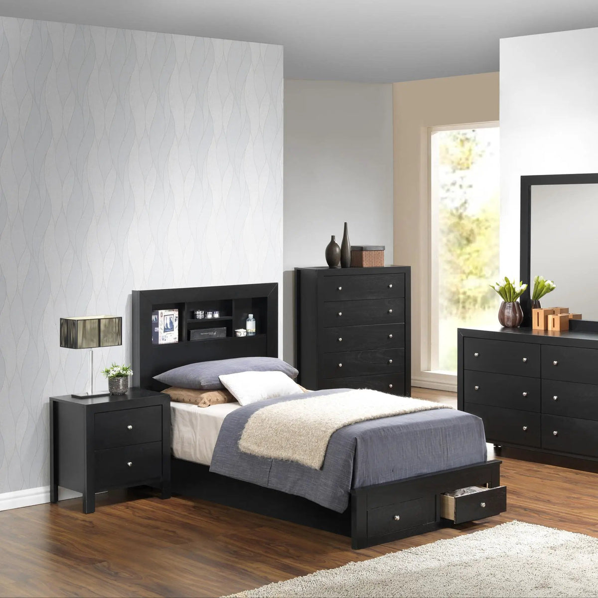 Modern Storage Bed | Ample Bedroom Storage | Wood And Manufactured Wood | 81 Inch Length