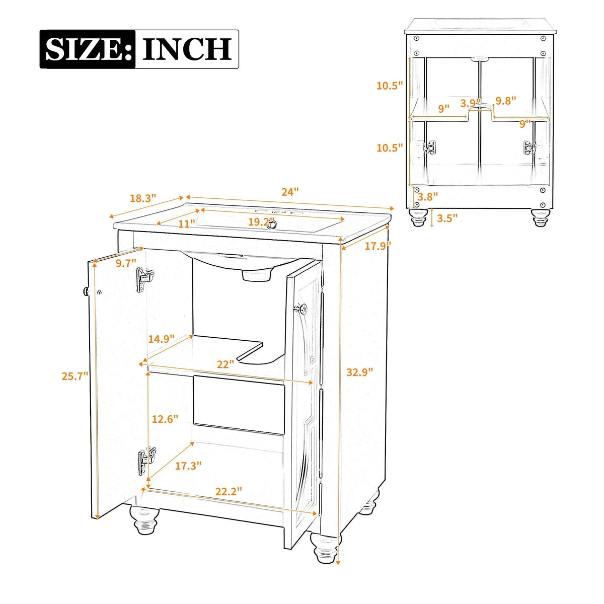 Bathroom Vanity | Soft Close Hinges | Back Open Design