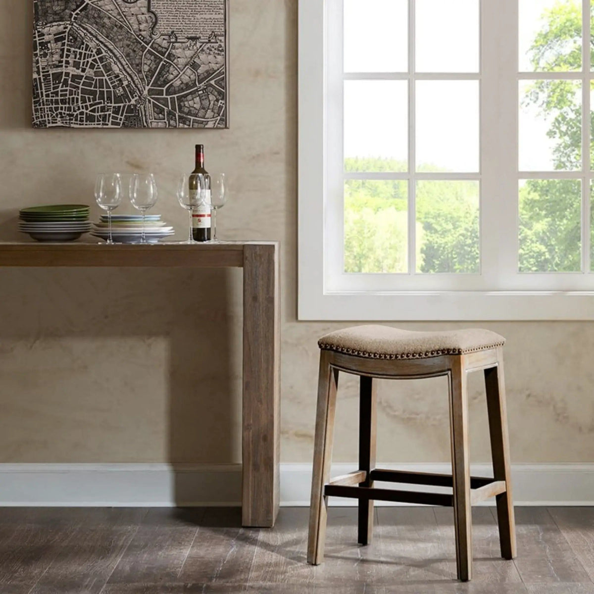 Saddle Counter Stool With High Density Foam Counter Height (24"-27") | 14.37 x 20 x 27.36 in | Metal & Plywood | Home