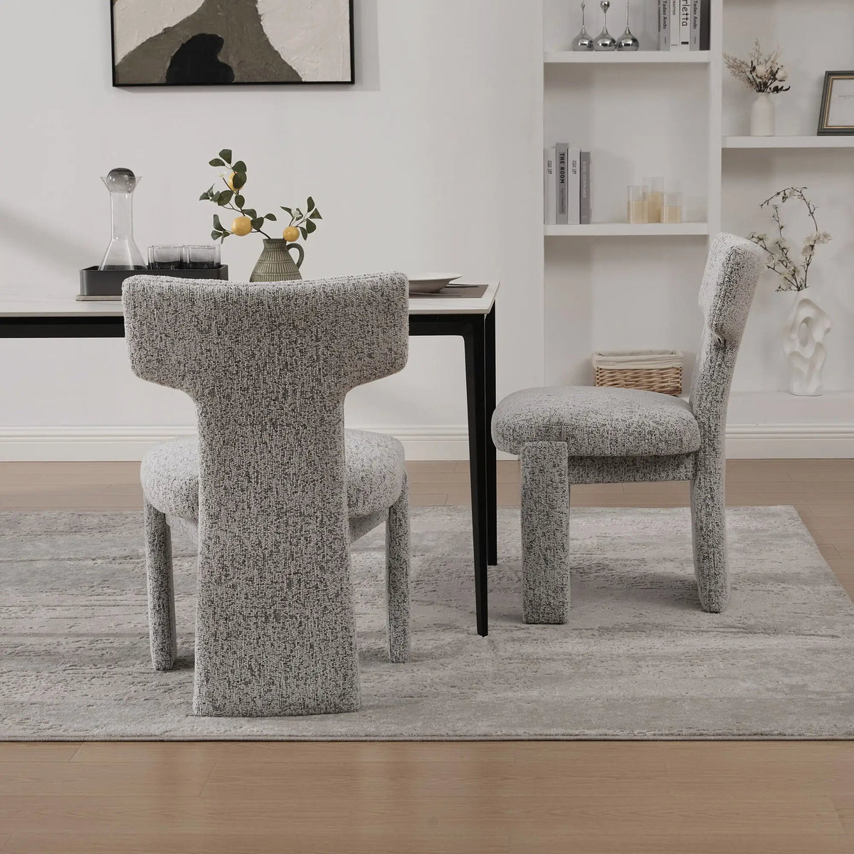 Armless Accent Chairs | Curved Back | Futuristic Design | Foam Padded Fabric