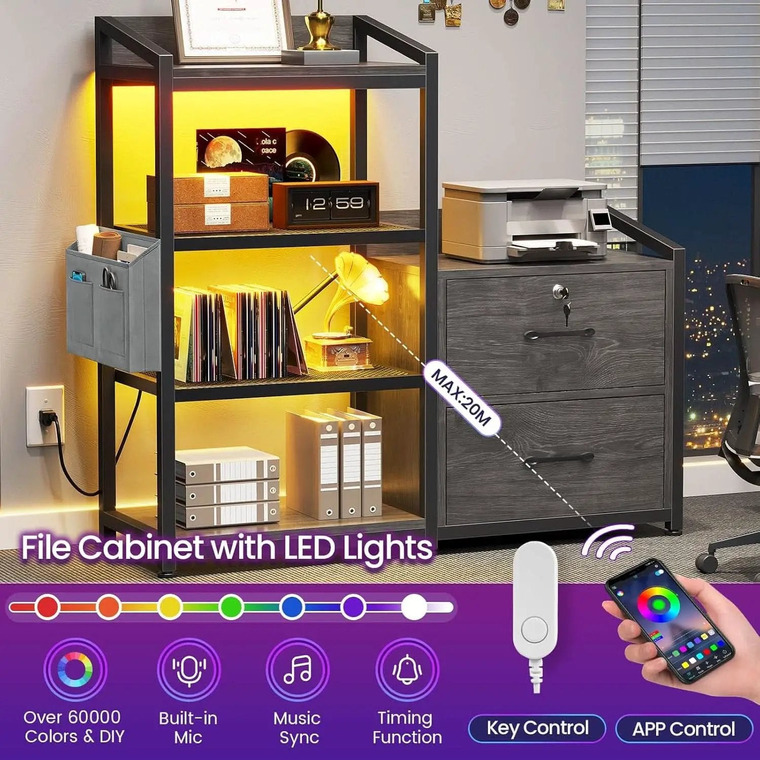 Grey 2 Drawer File Cabinet Lock For Letter Legal A4 Files from PriceLows™