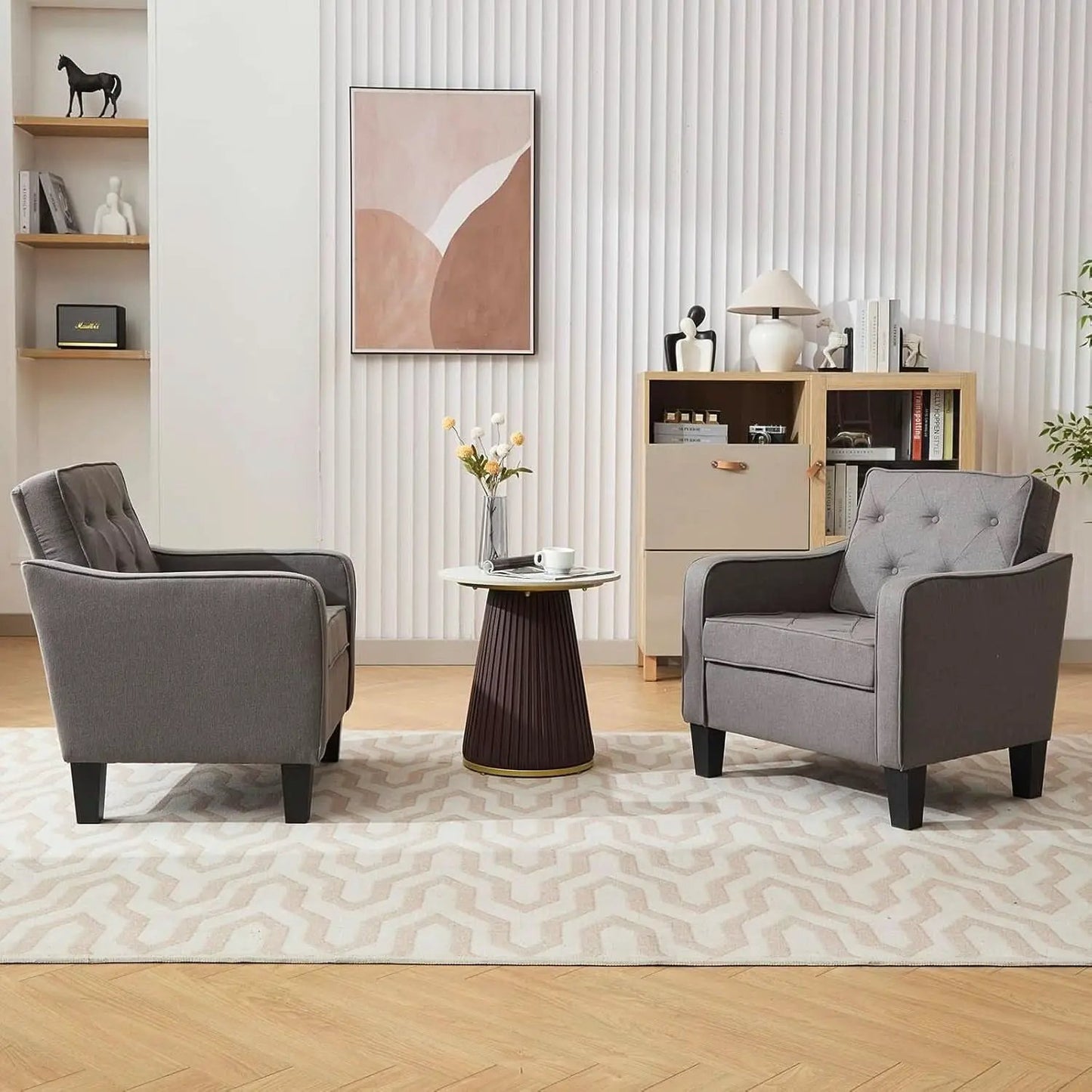 Grey Tufted Upholstered Contemporary Armchairs Set from PriceLows™