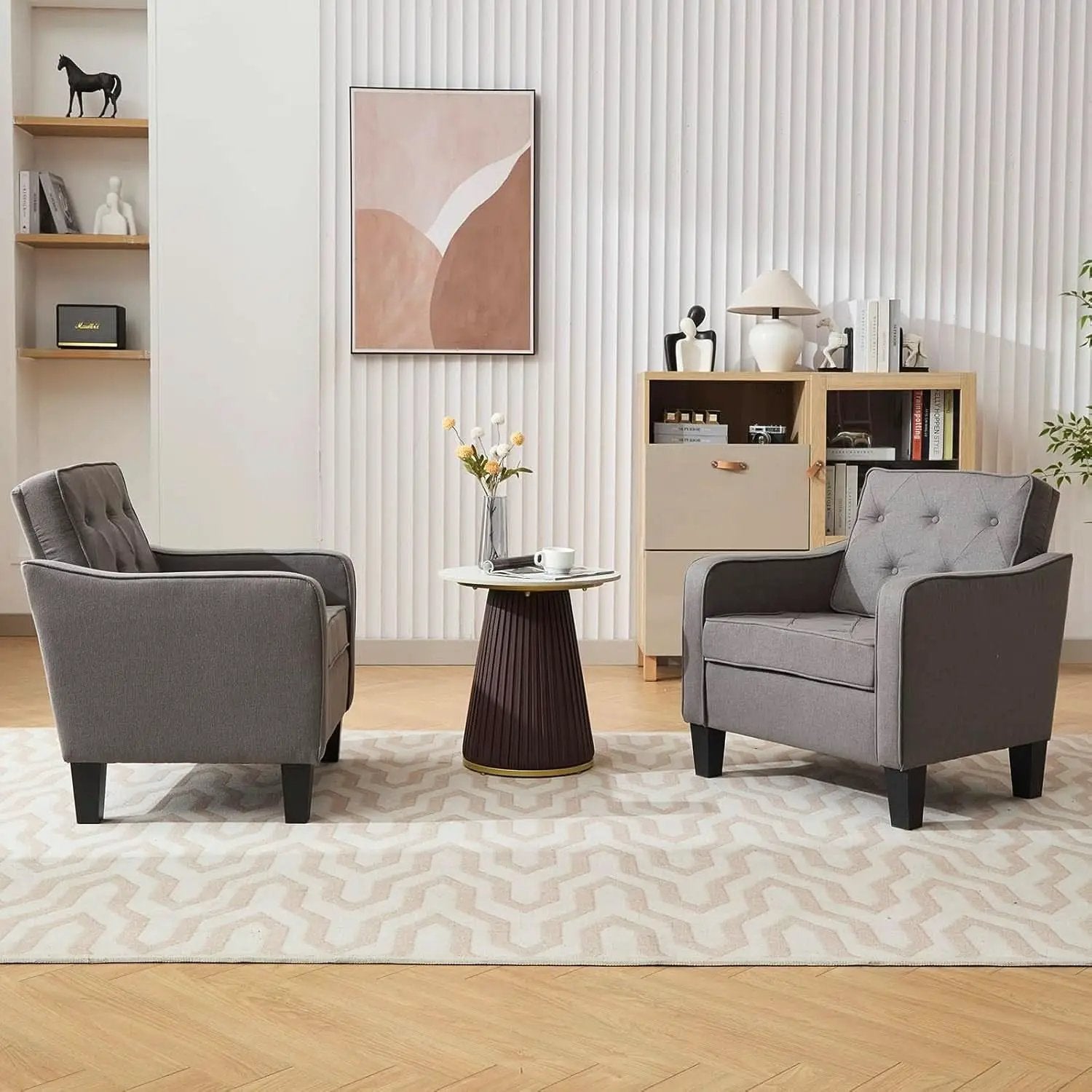 Grey Tufted Upholstered Contemporary Armchairs Set from PriceLows™