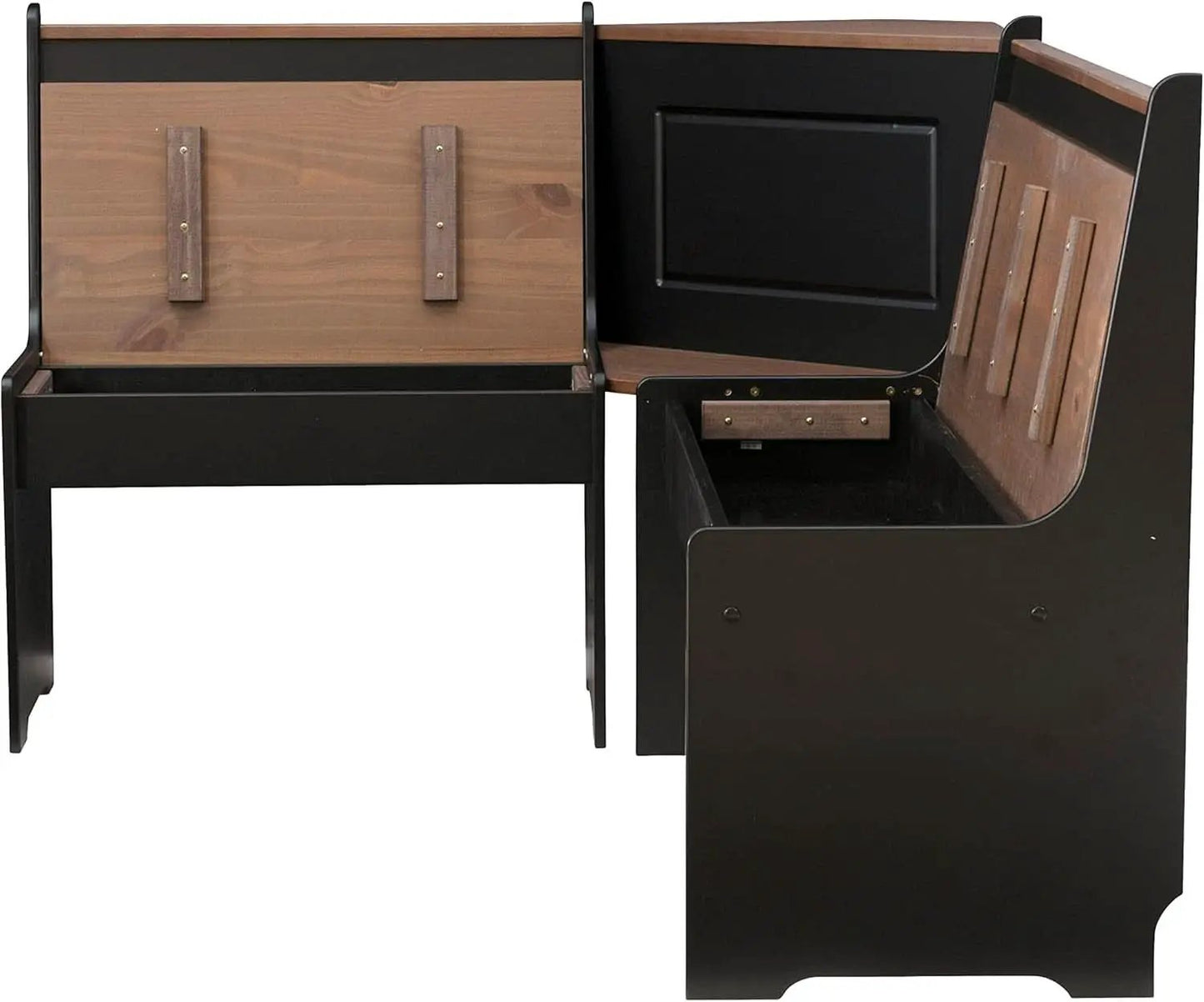 Black Pecan Five Seat Dining Set With Storage Benches from PriceLows™