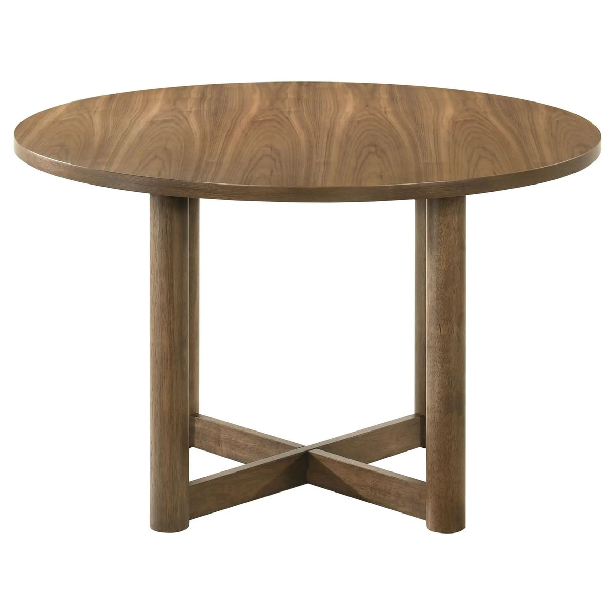 Crestmore 46-inch Round Wood Dining Table | 45.75 x 45.75 x 30 in | Walnut & Veneer | Walnut