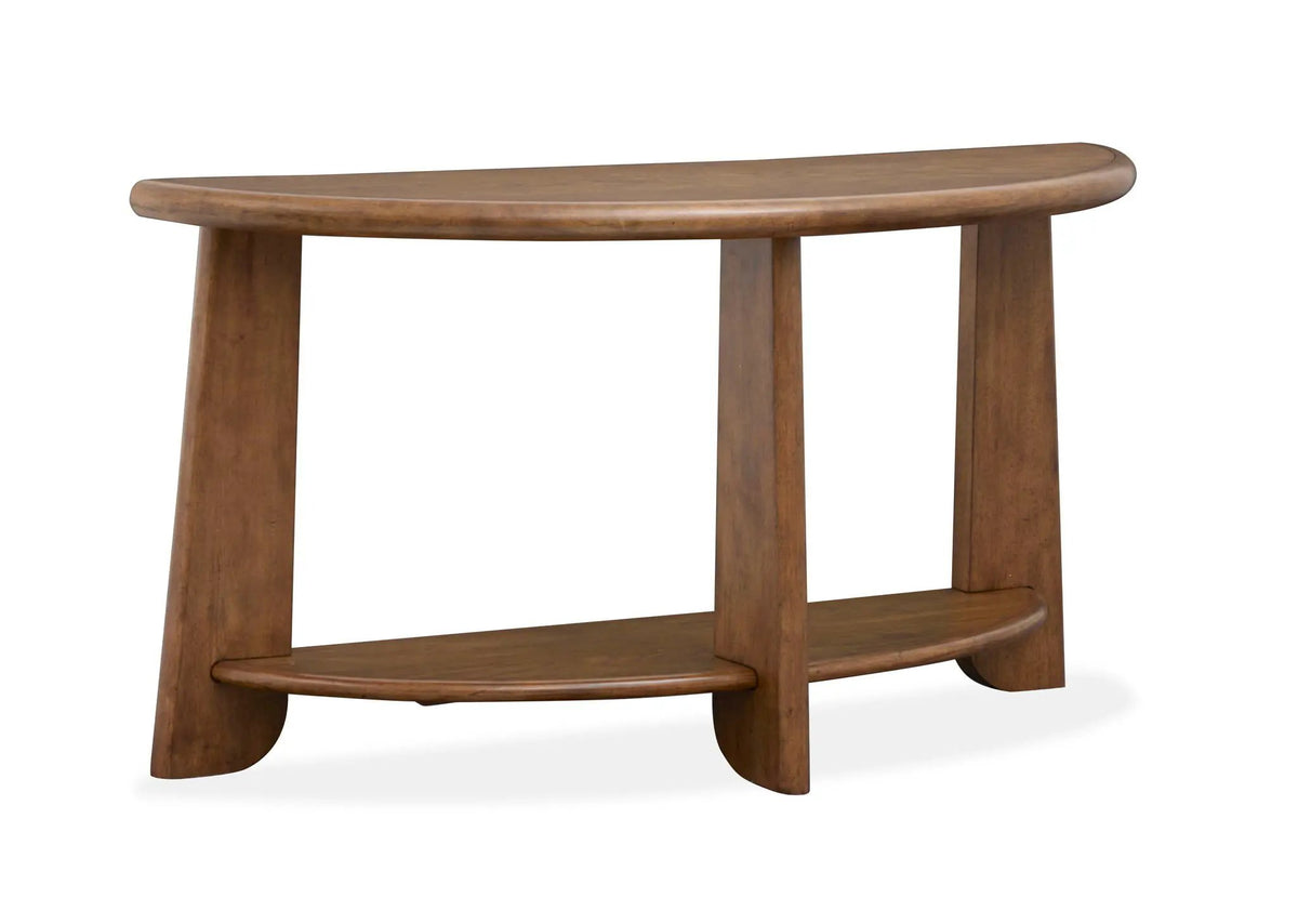 Tanner Demilune Sofa Table | Tawny Brown Finish | Okume Veneer And Hardwood | 54 Inch Width