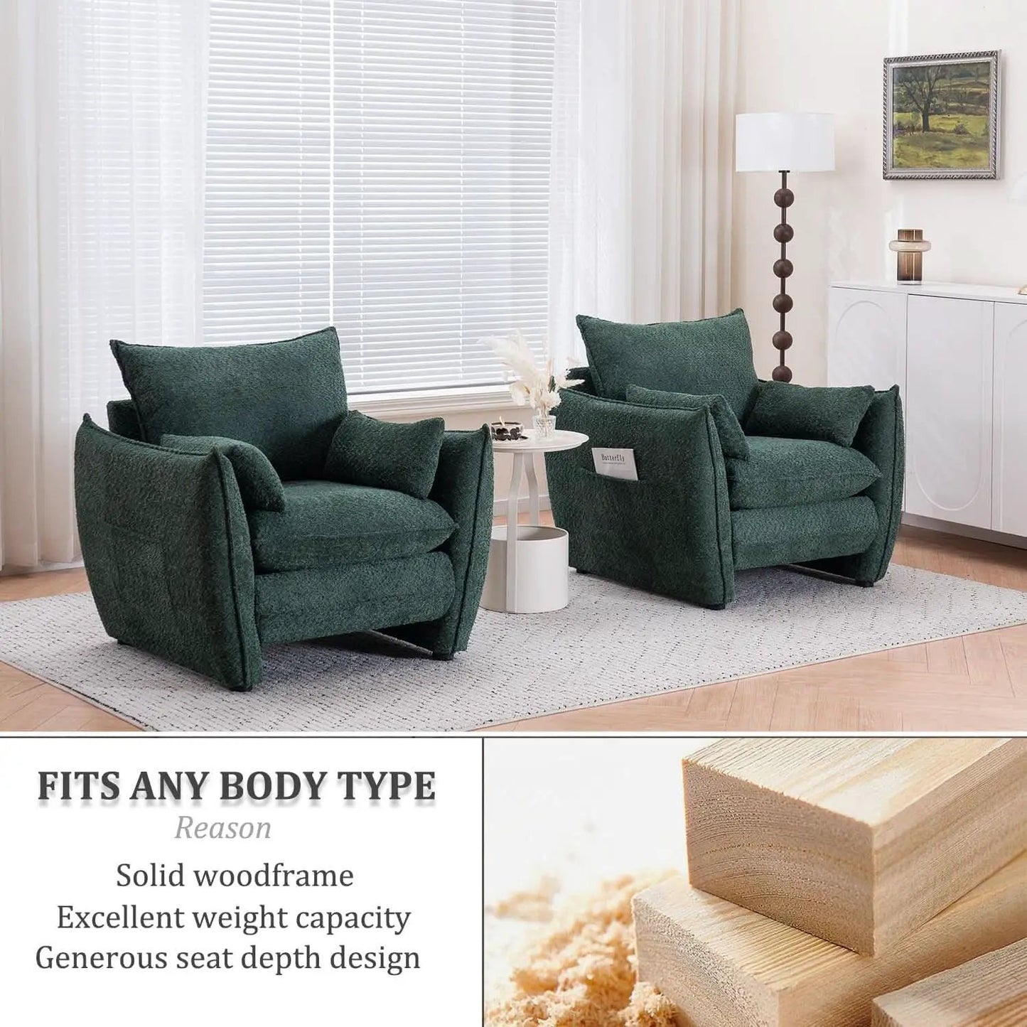 Green Oversized Luxurious Accent Chair Living Room from PriceLows™