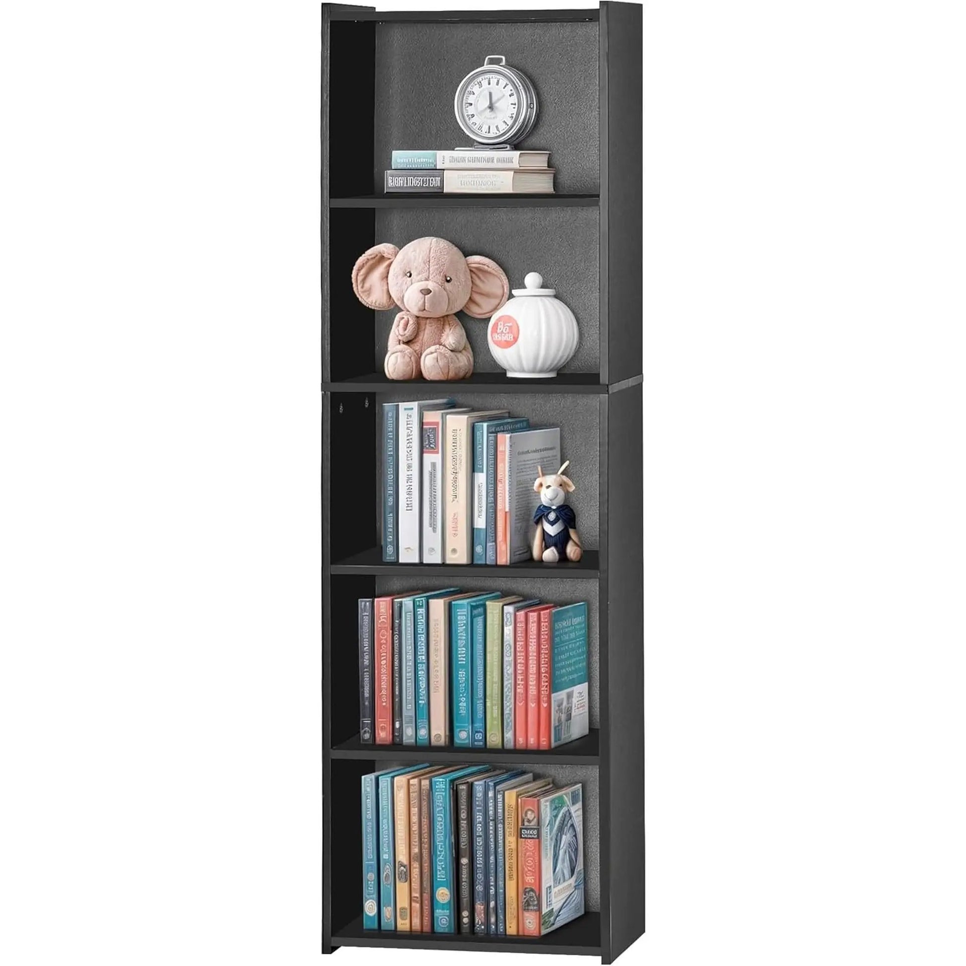 5 Tier Wood Bookcase Freestanding Black Home Office from PriceLows™
