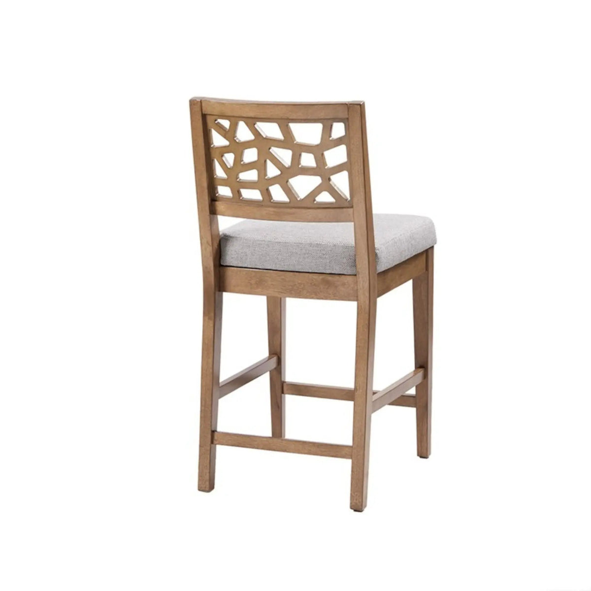 Counter Stool | Light Gray | Carmel Oak Finish | Solid Wood Frame