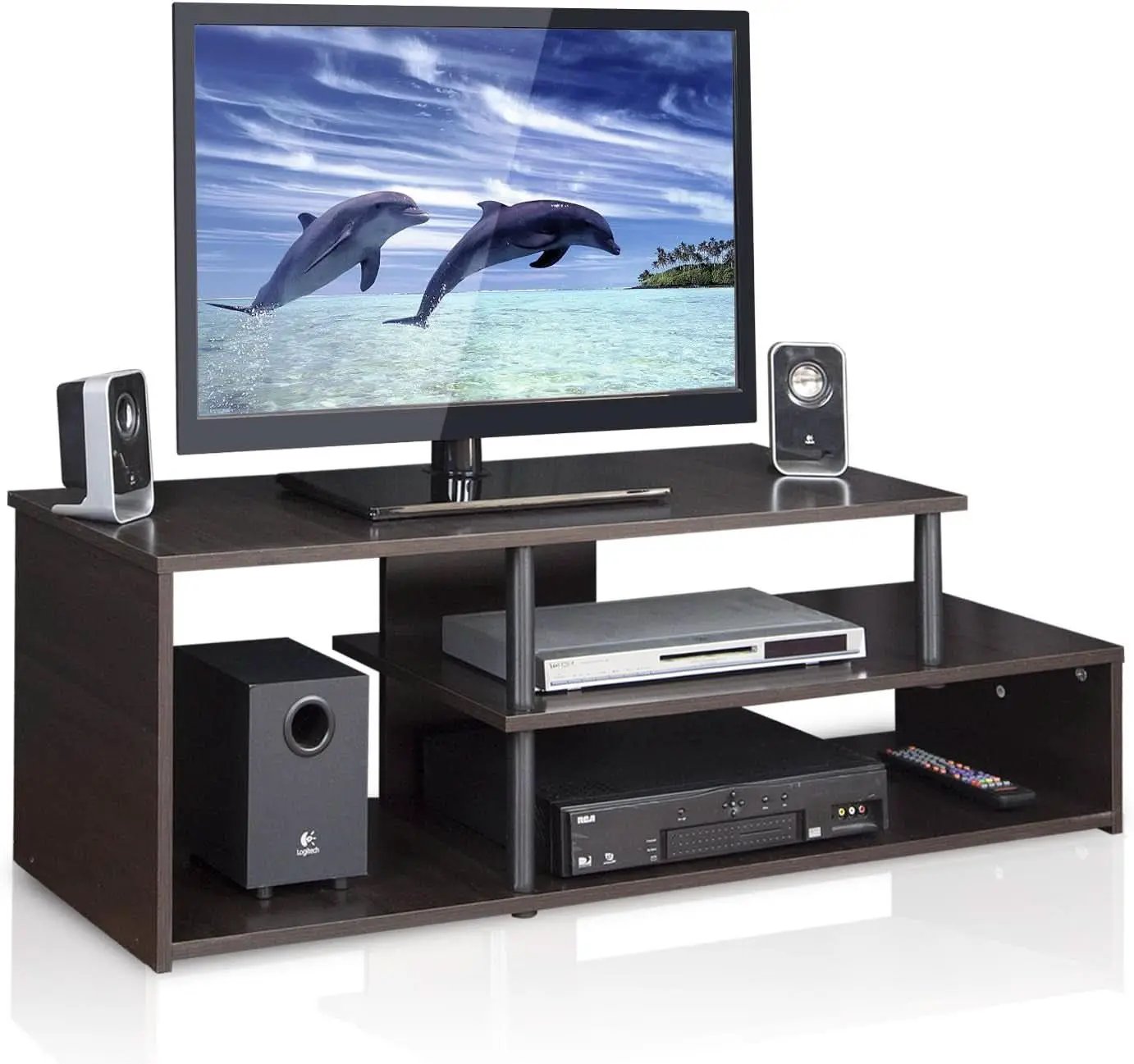 Econ Low Rise TV Stand Espresso Black With Shelves from PriceLows™