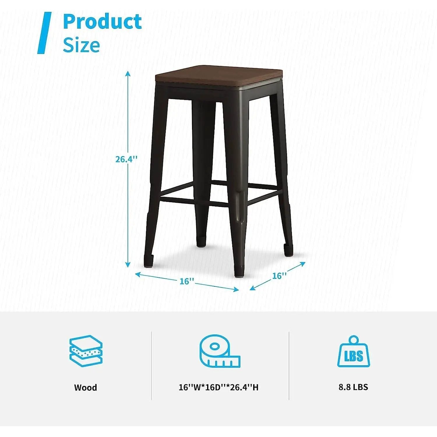 Square Metal Bar Stool Set Of 2, Stackable, 330 Lb Capacity from PriceLows™