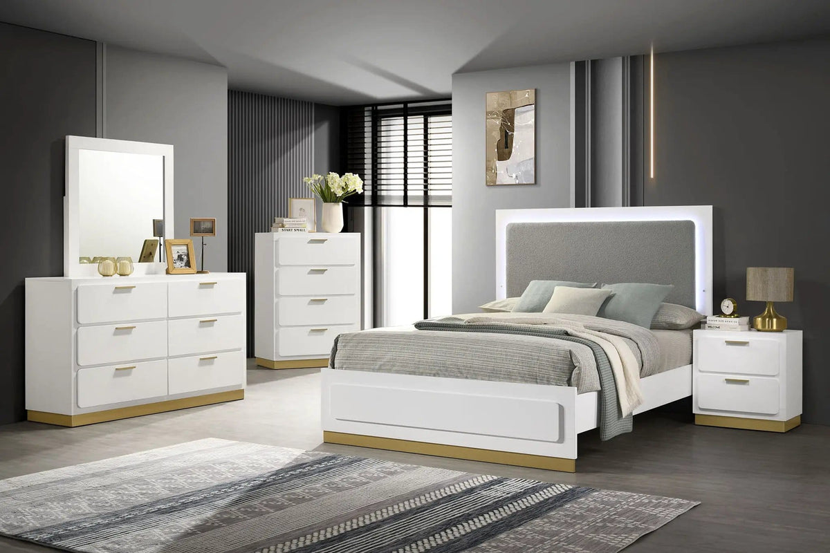 Caraway 5-piece Queen Bedroom Set | 5-Piece Set | Engineered Wood & Veneer | White