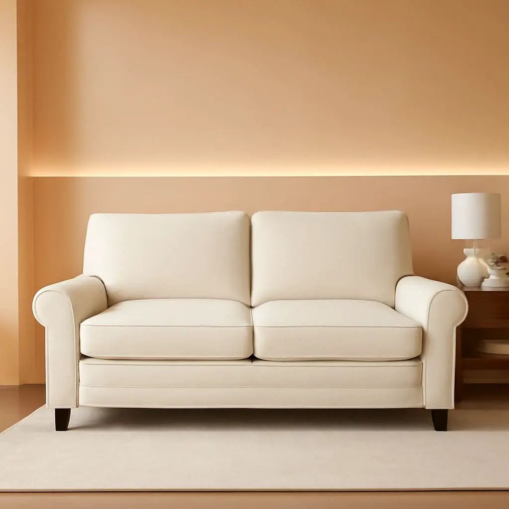 Copenhgen 73 Inch Rolled Arm Sofa Buttercream With Removable Covers from PriceLows™