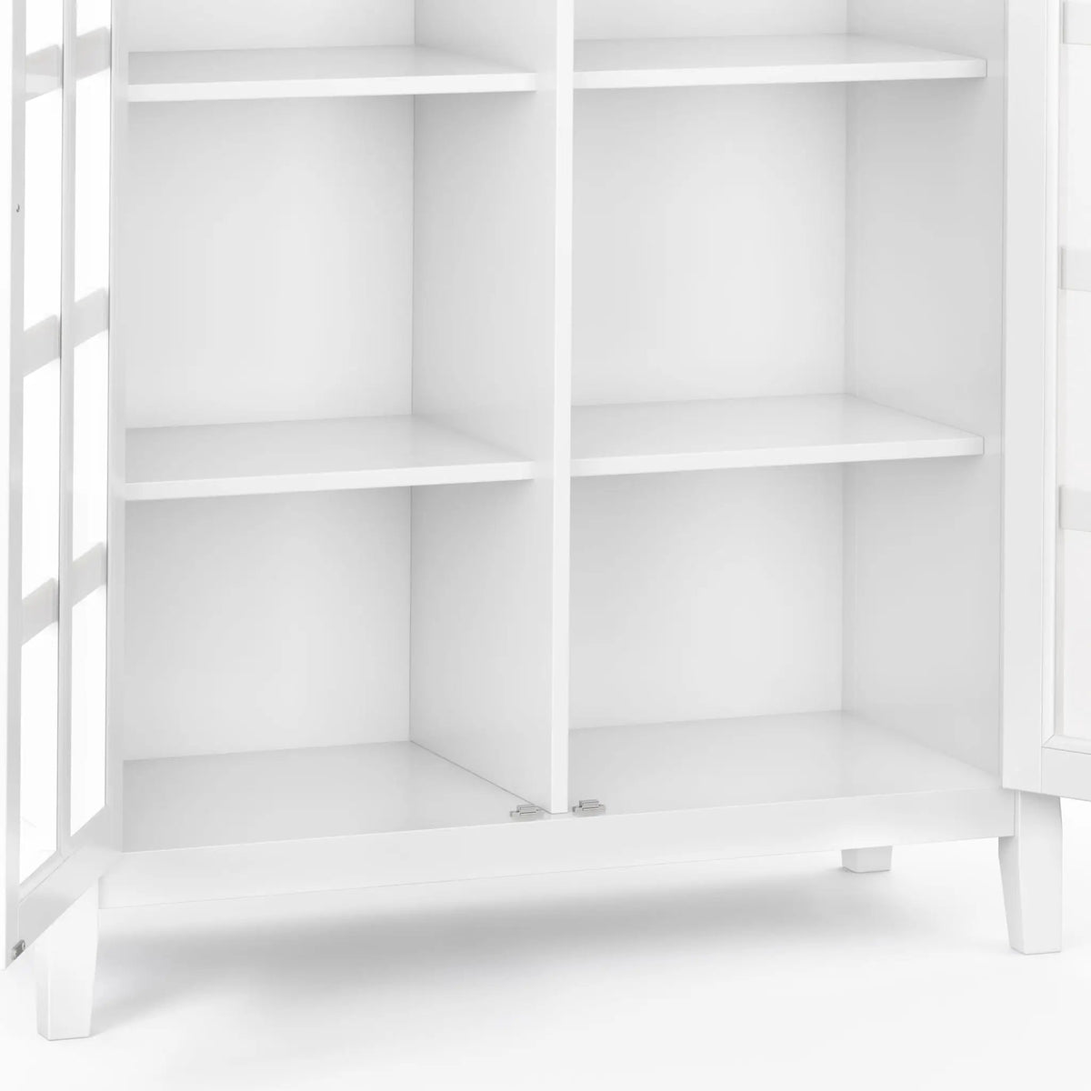 Acadian Storage Cabinet | Medium Handcrafted Solid Wood | Two Glass Doors | Two Adjustable Shelves