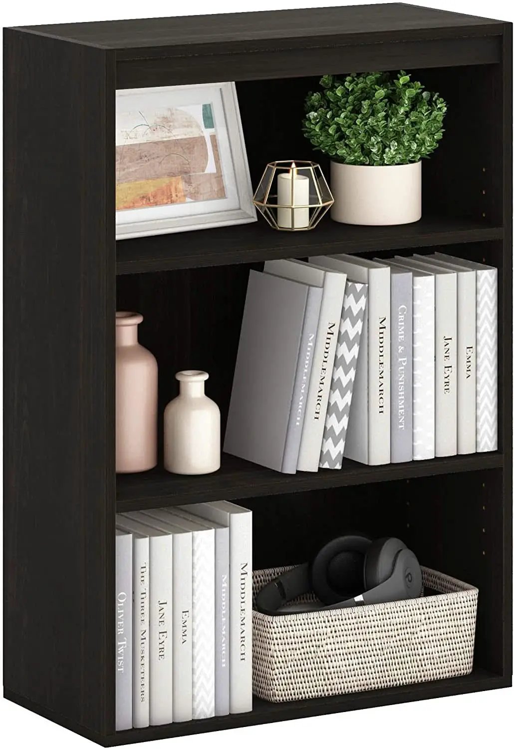 Pasir 3 Tier Open Shelf Bookcase Dark Espresso 31 Inch from PriceLows™