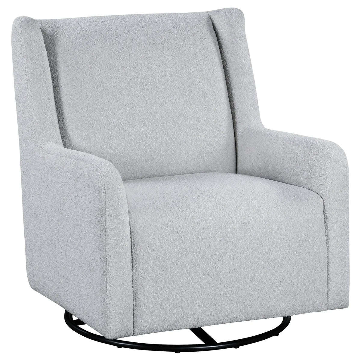 Serra Boucle Upholstered Swivel Glider Dove Glider Chair | 30.25 x 35.5 x 35.75 in | Boucle & Fabric | Grey