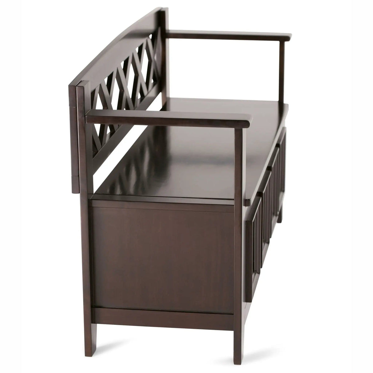 Amherst Entryway Storage Bench | 48 x 17 x 28 in | Solid Wood | Hickory Brown