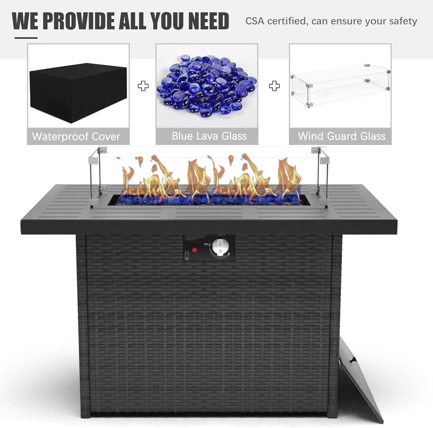 Aluminum 5 Piece Patio Furniture Set With Fire Pit Table from PriceLows™