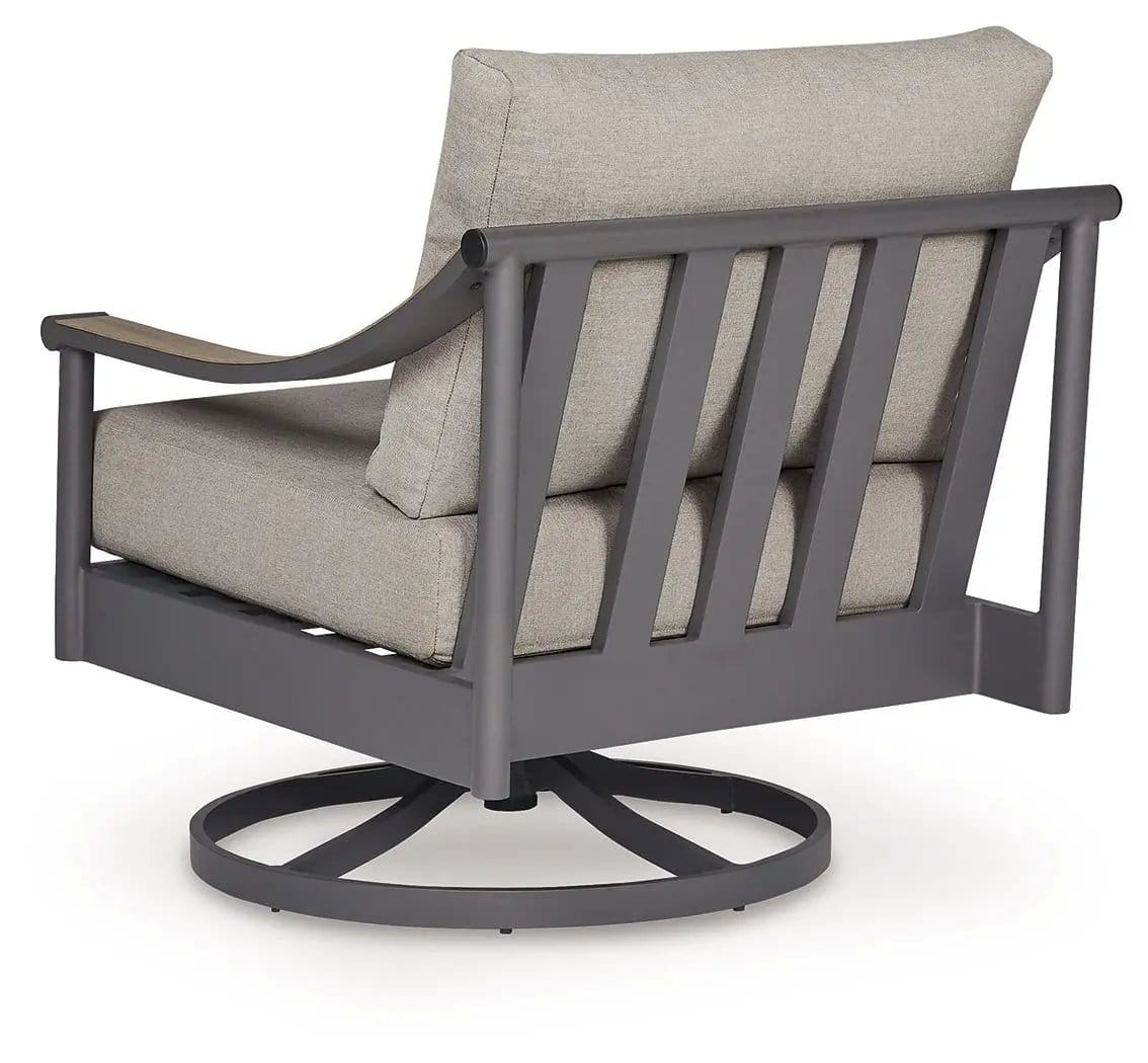 Ocean Beach Swivel Lounge With Cushion Swivel Chair | 32.63 x 34 x 35.5 in | Polyester & Fabric | Gray