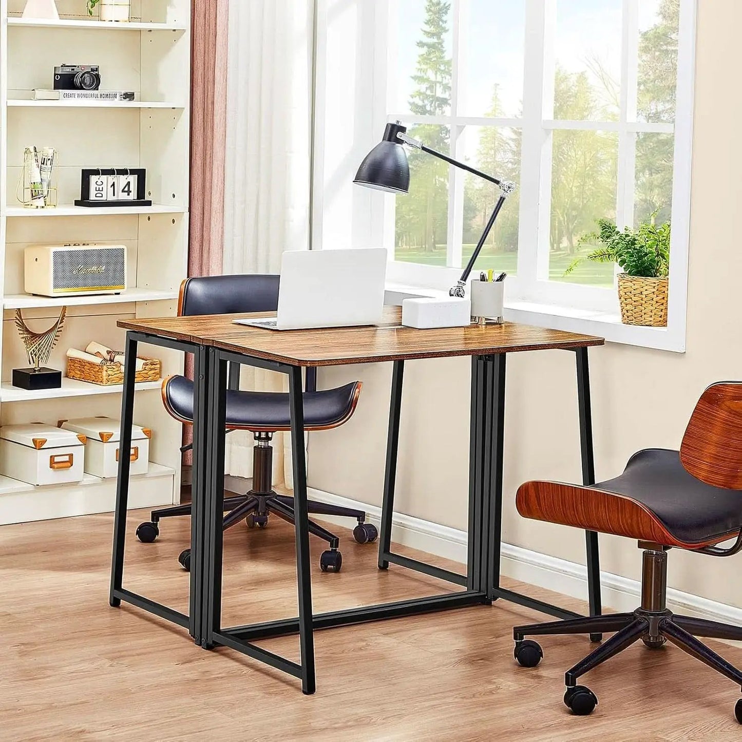 31.5 Inch Folding Computer Desk Space Saving Rustic Walnut from PriceLows™